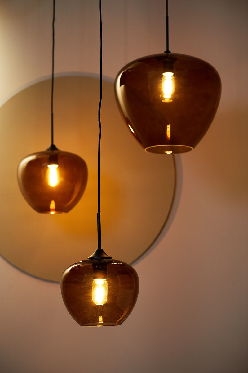 Mayson Brown Glass & Black Pendant Light 23cm