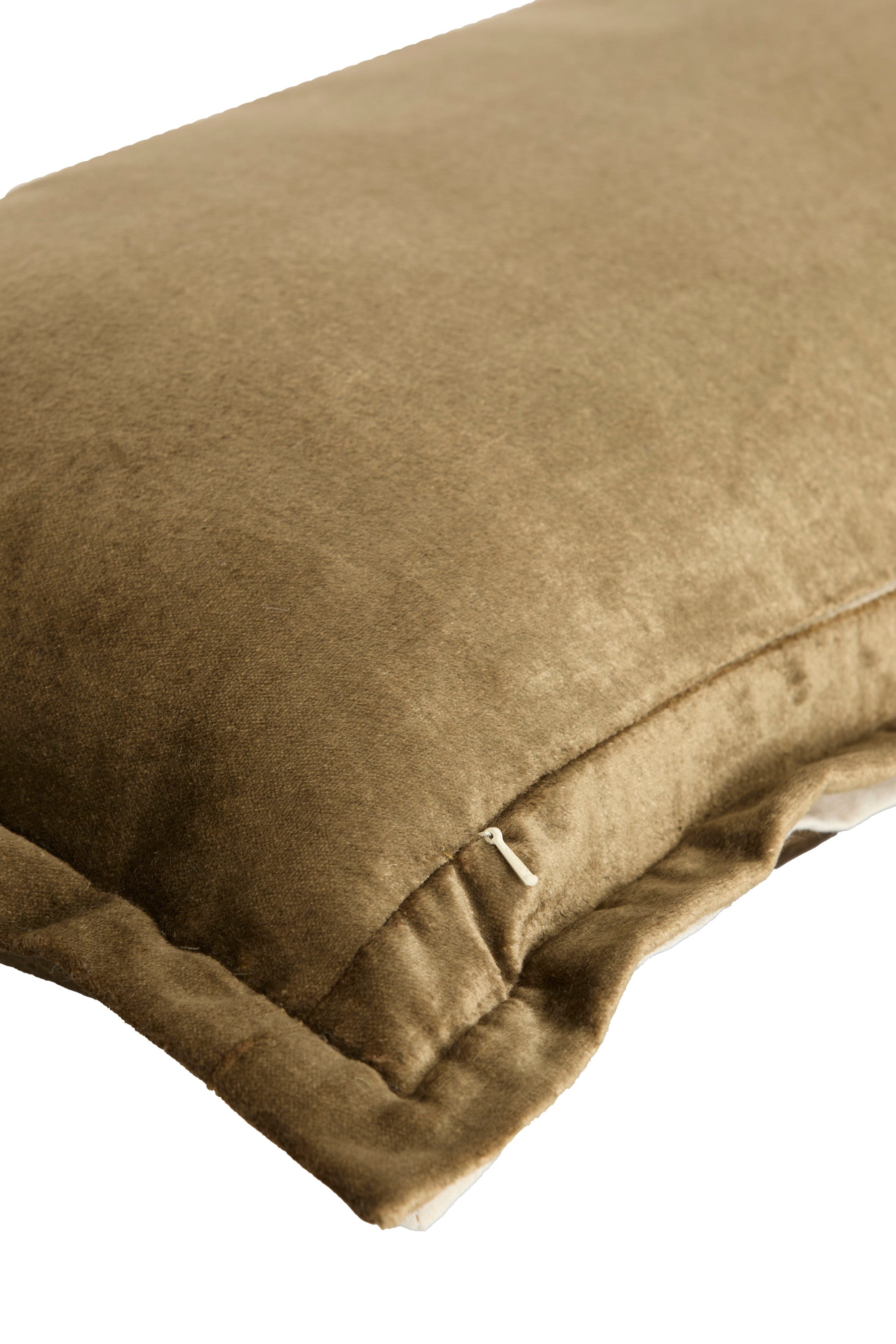 Baxley Olive Green Velvet & Natural Linen Rectangular Cushion 60x30cm