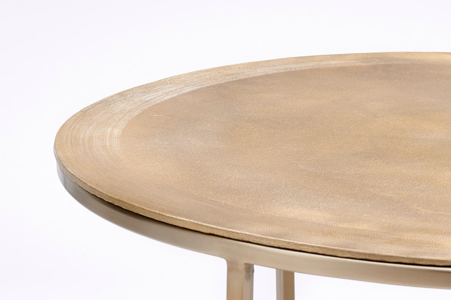 Talca Set of 2 Light Gold Metal Round Coffee Tables Nest