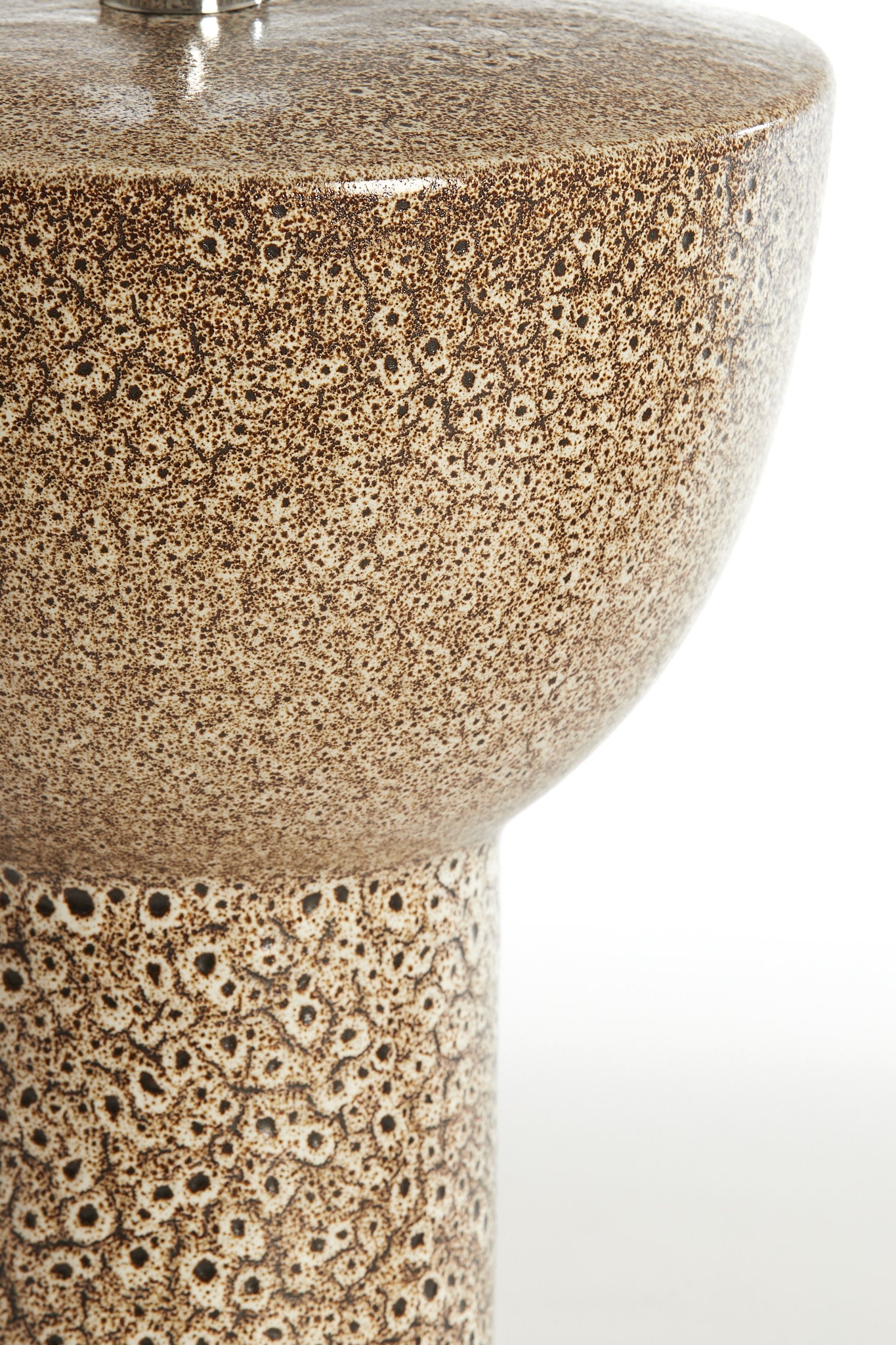 Yasur Cream Ceramic & Black Table Lamp Base 34.5cm
