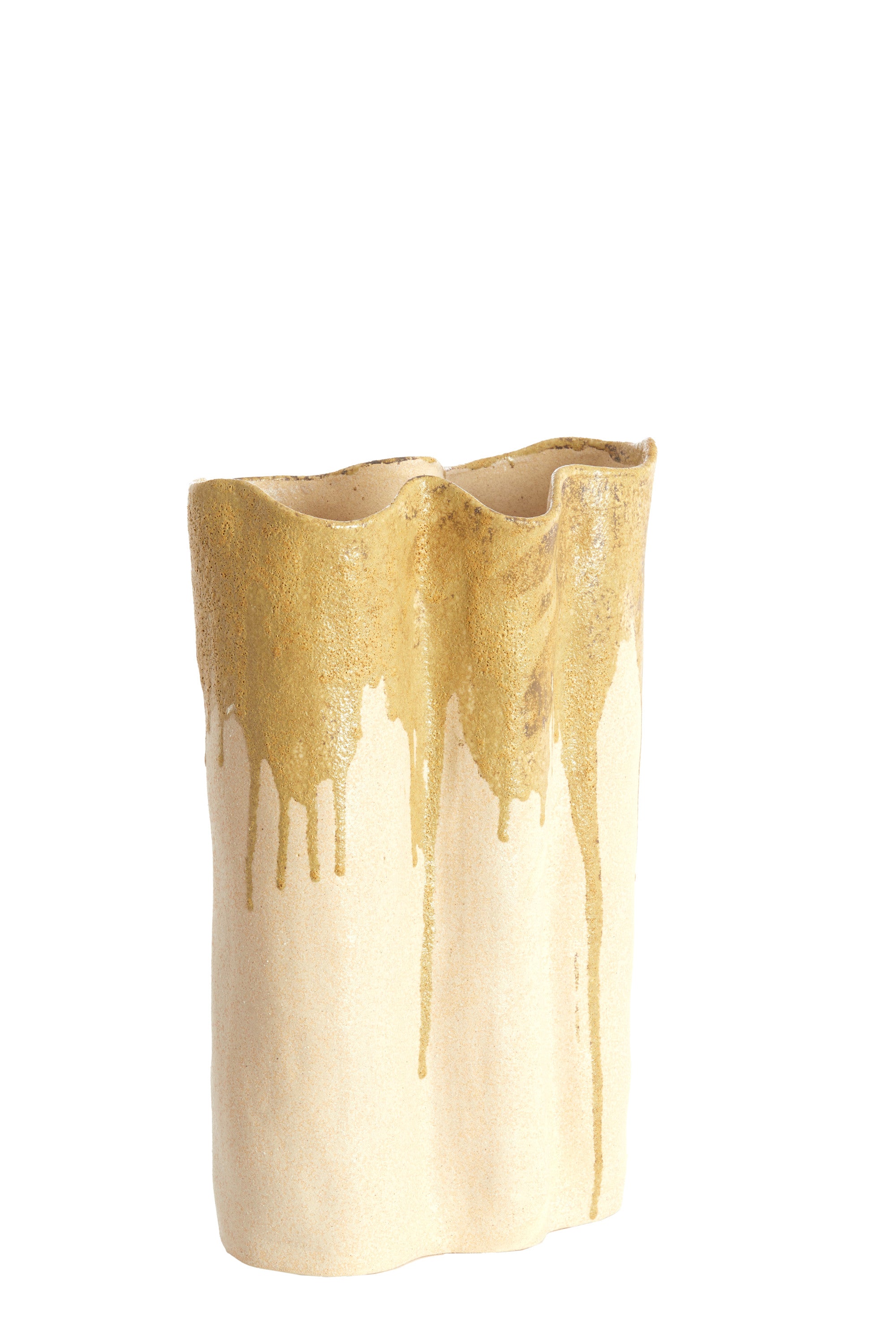 Flovilla Cream & Olive Green Ceramic Vase 40cm