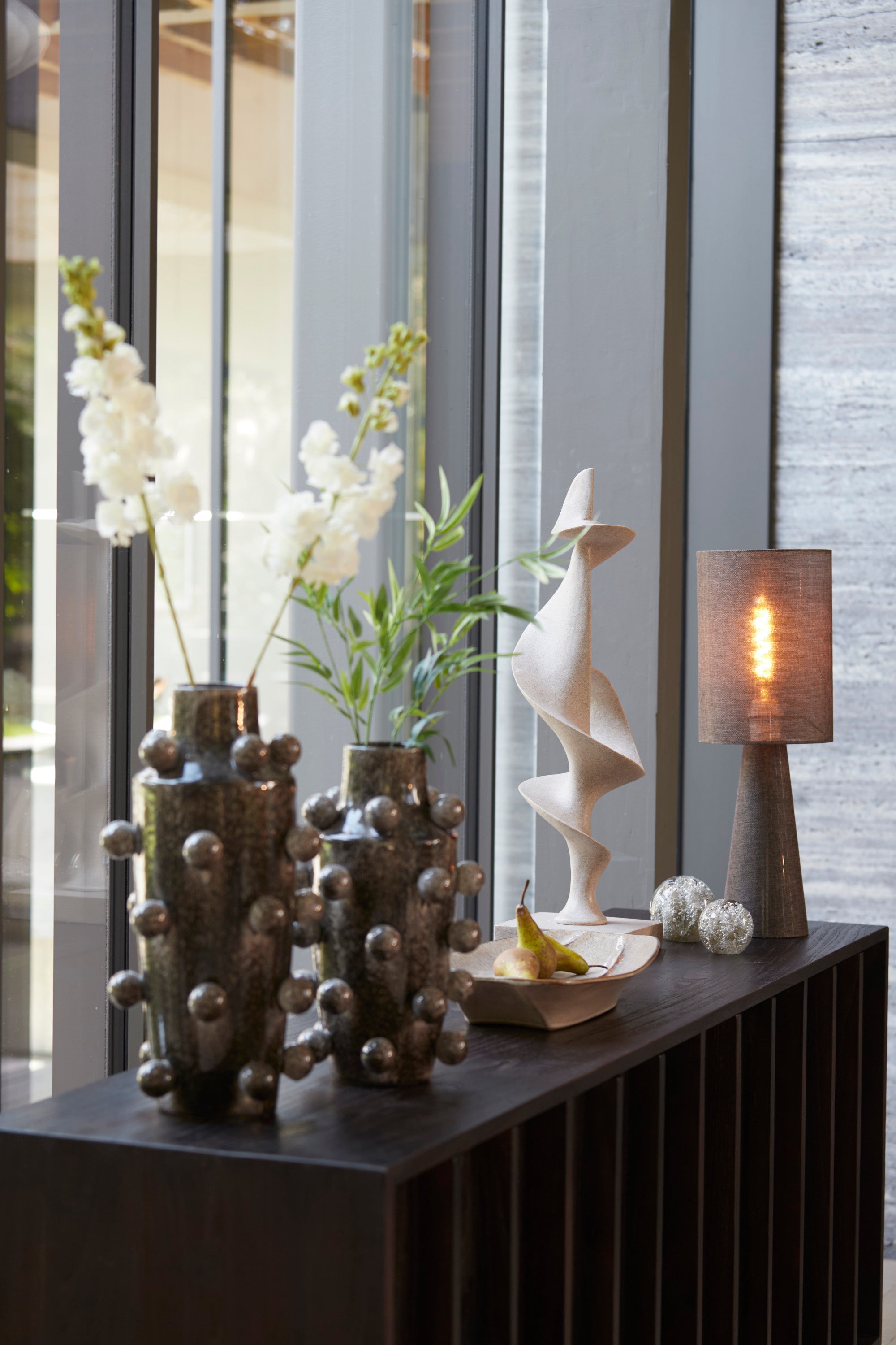 Micky Brown Linen Table Lamp