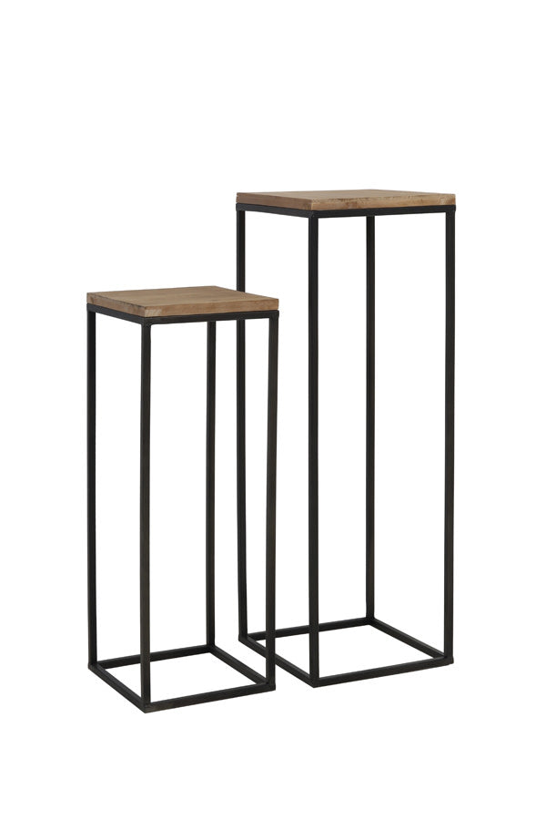 Yarula Set of 2 Wood & Black Plinths