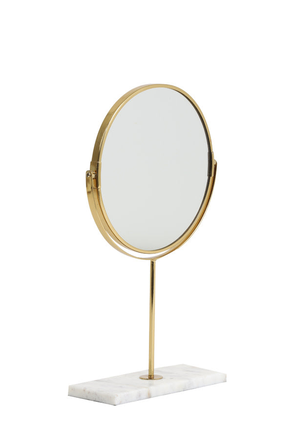 Riesco White/Gold Marble Round Table Mirror 40.5cm