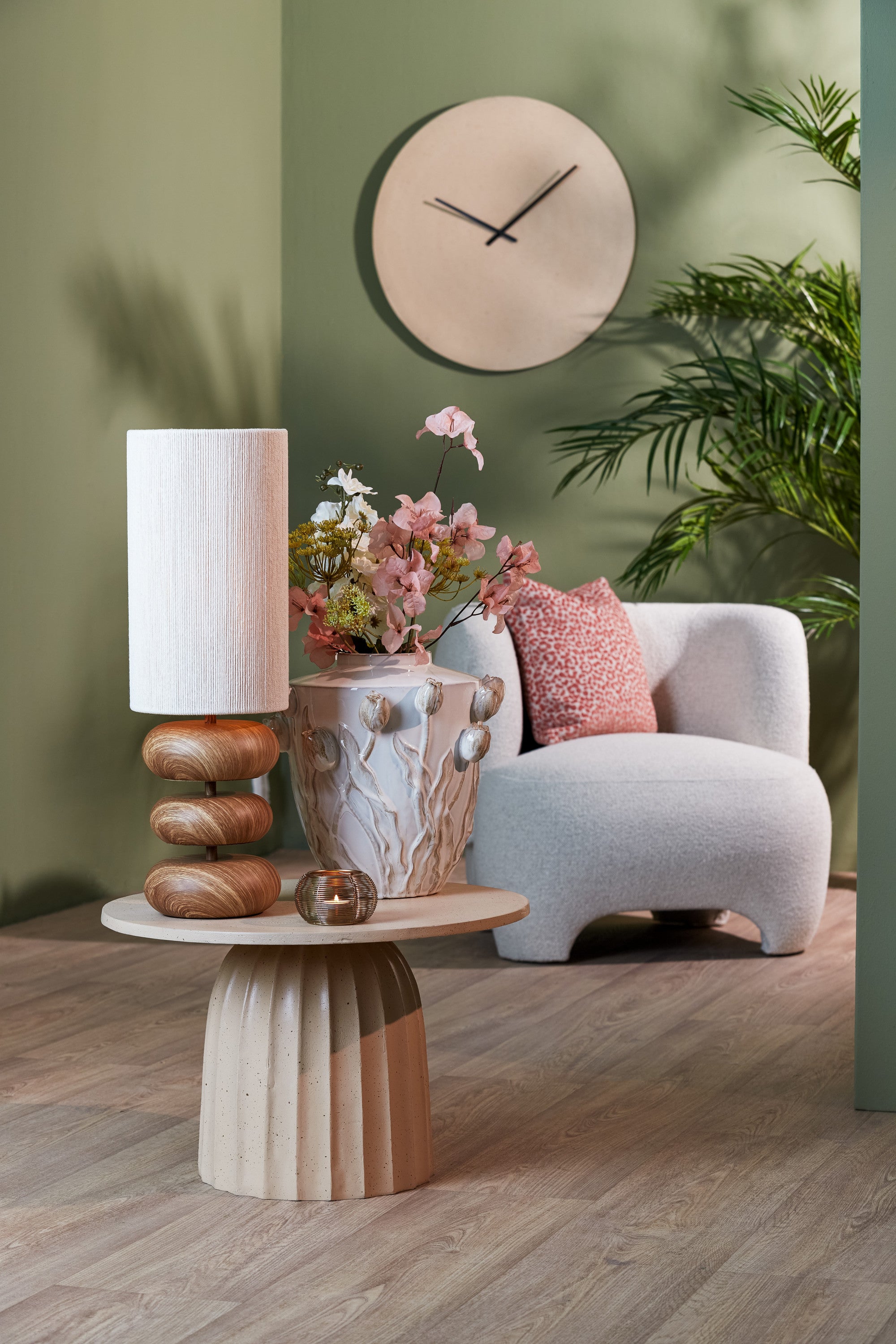Danialo Natural Wood Effect & Cream Rope Table Lamp 67.5cm