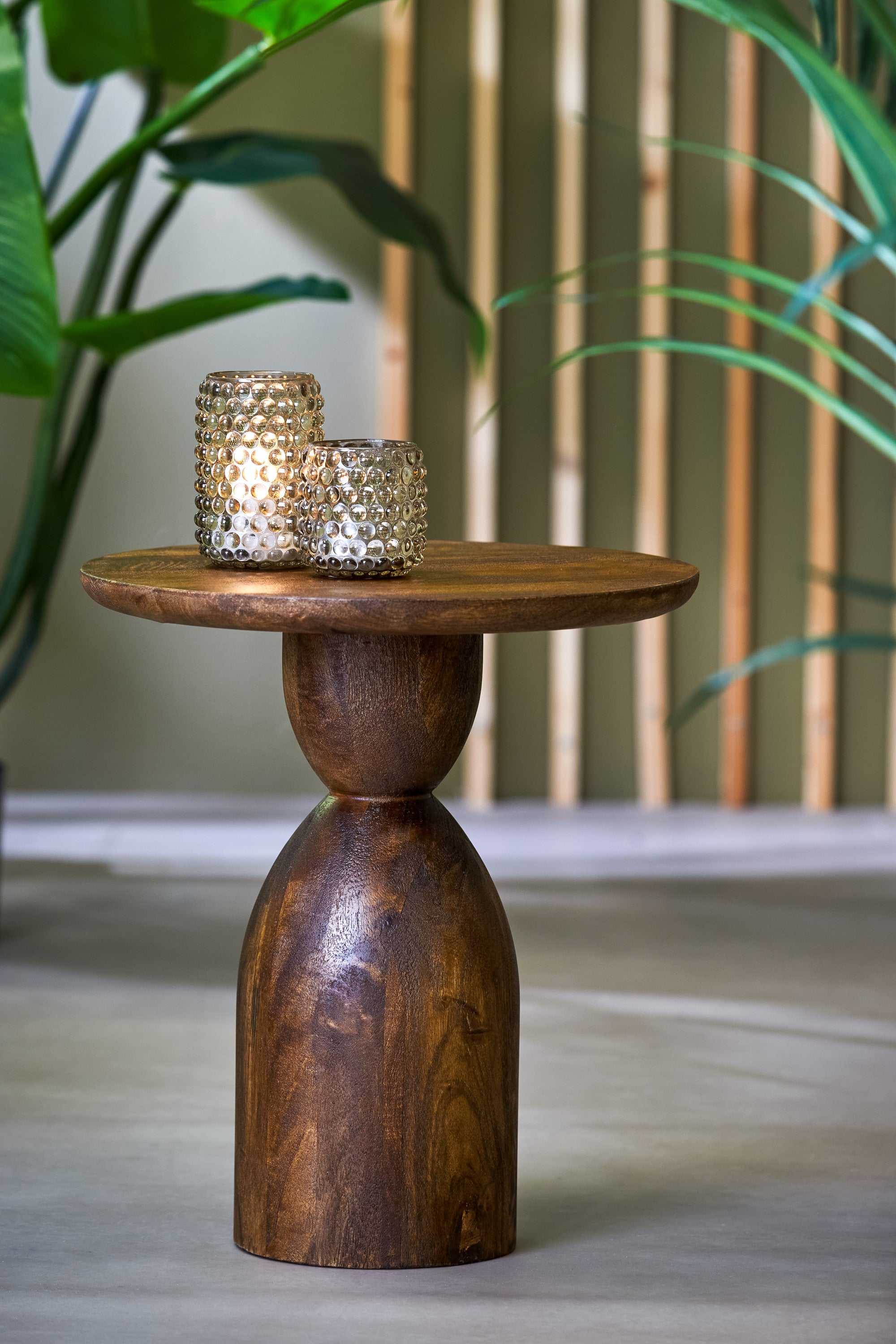 Torir Brown Mango Wood Round Side Table