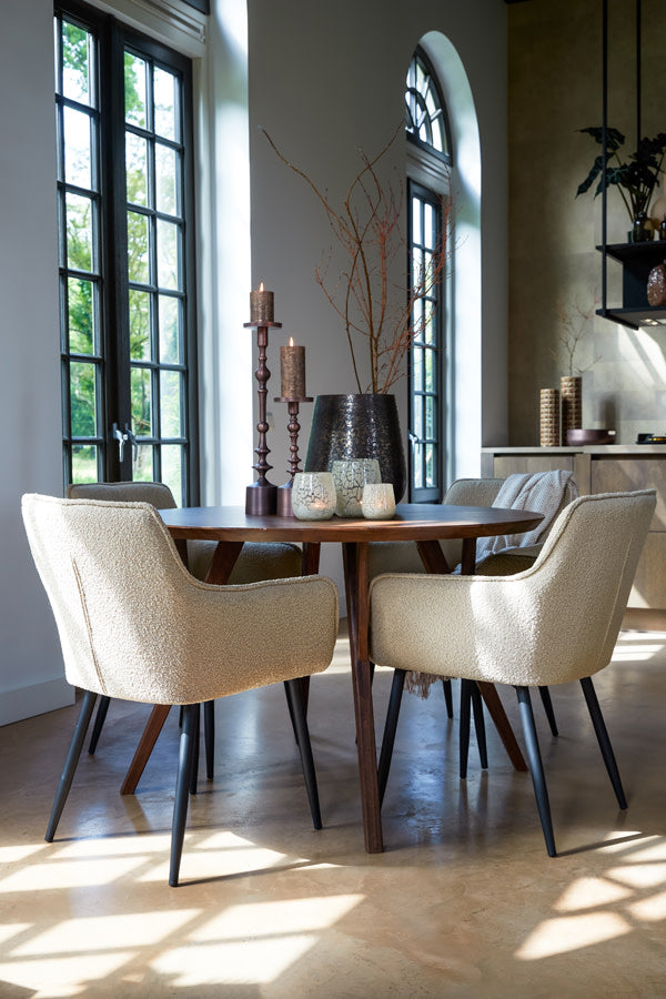 Quenza Brown Acacia Wood Round Dining Table 140cm