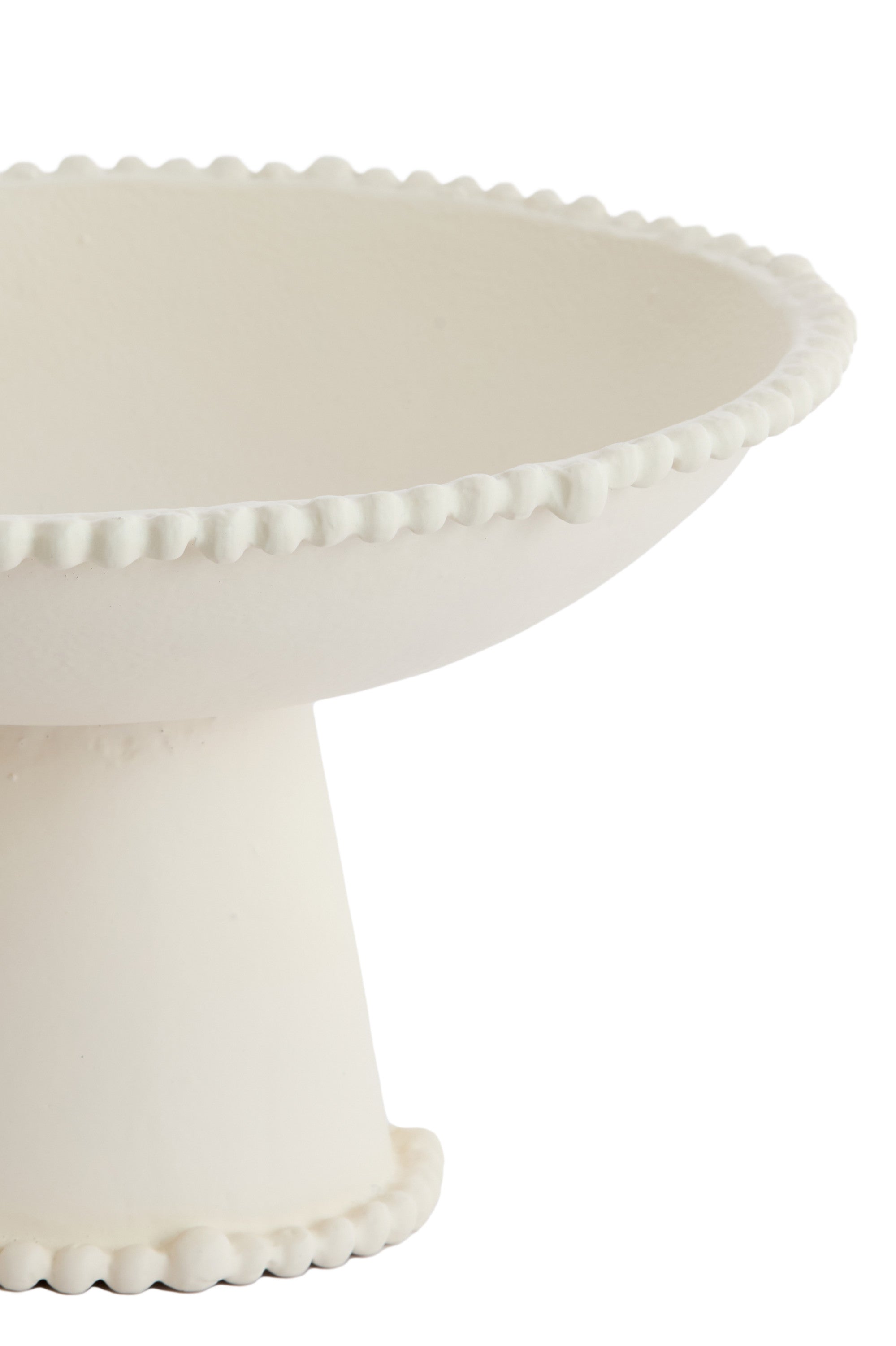 Oto Cream Metal Decorative Bowl on Stand 30.5cm