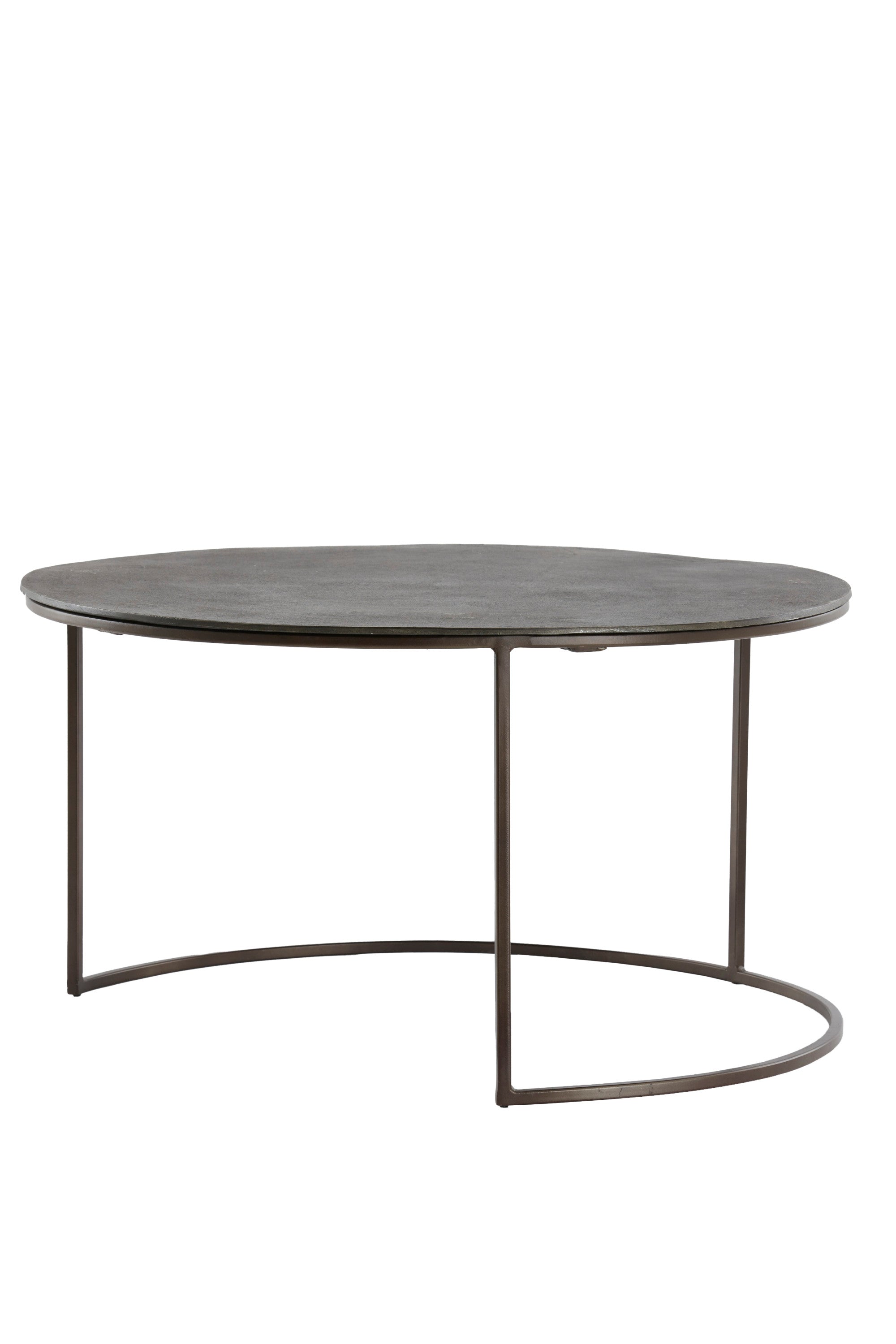 Talca Set of 2 Dark Brown Metal Round Coffee Tables Nest