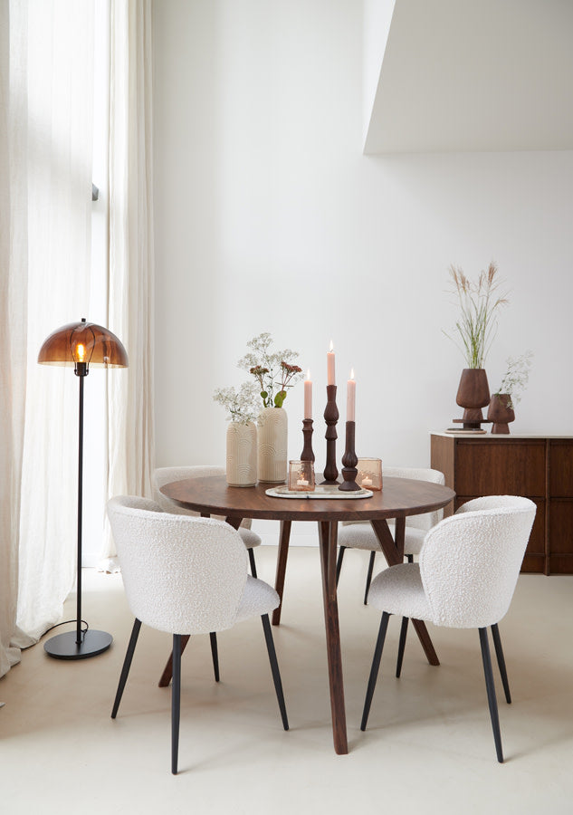 Quenza Brown Acacia Wood Round Dining Table 120cm