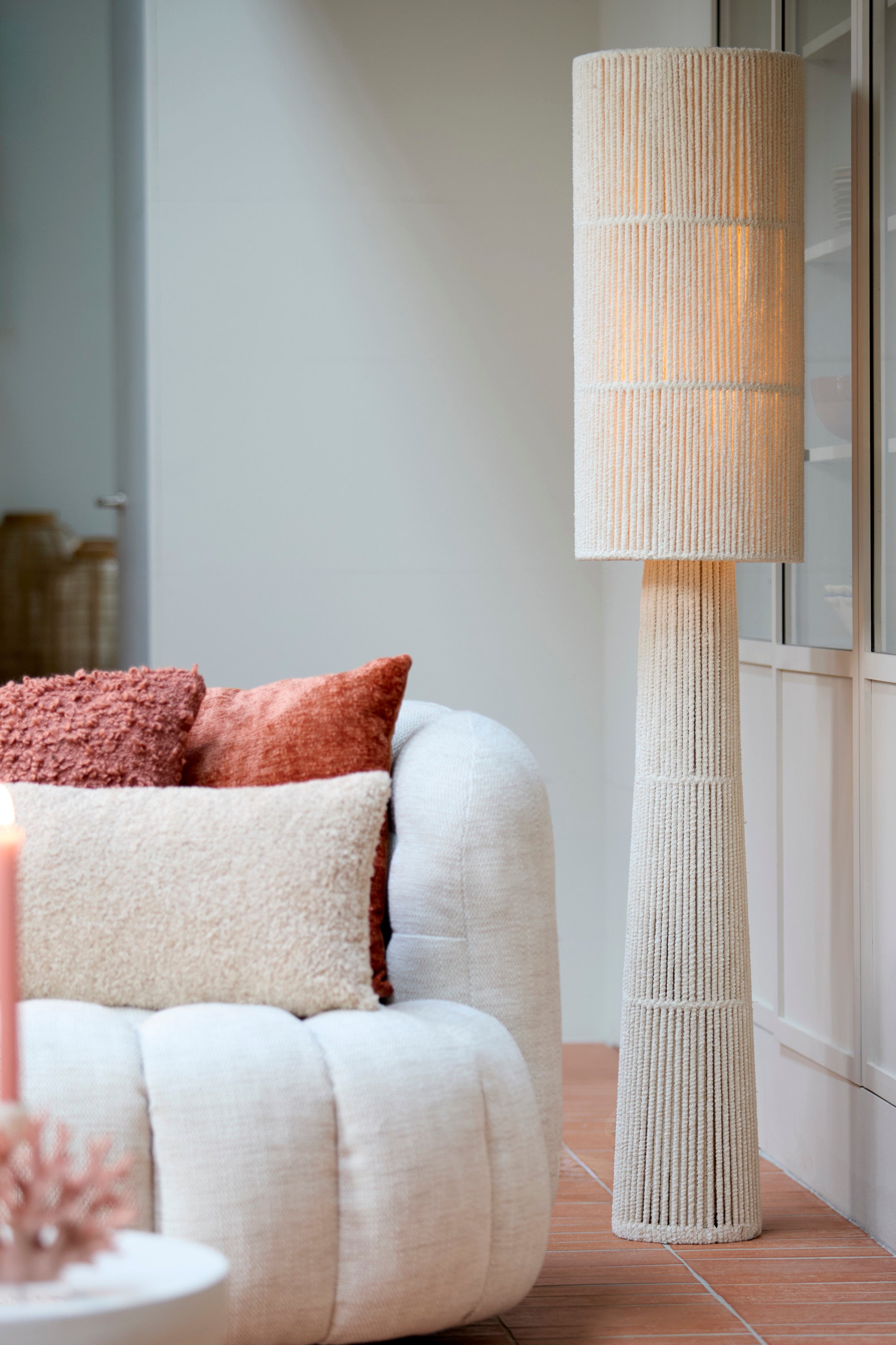 Michiel Cream Chenille Floor Lamp