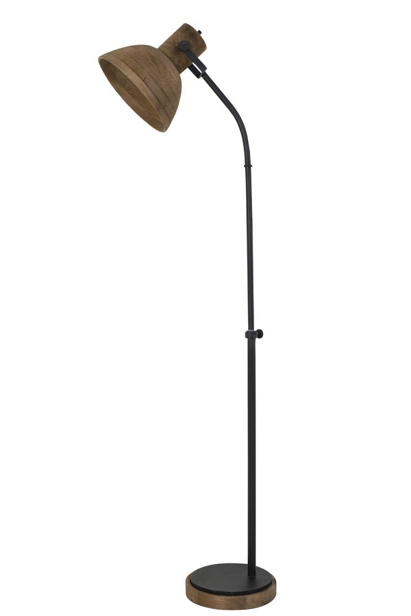 Imbert Brown Wood & Matt Black Floor Lamp