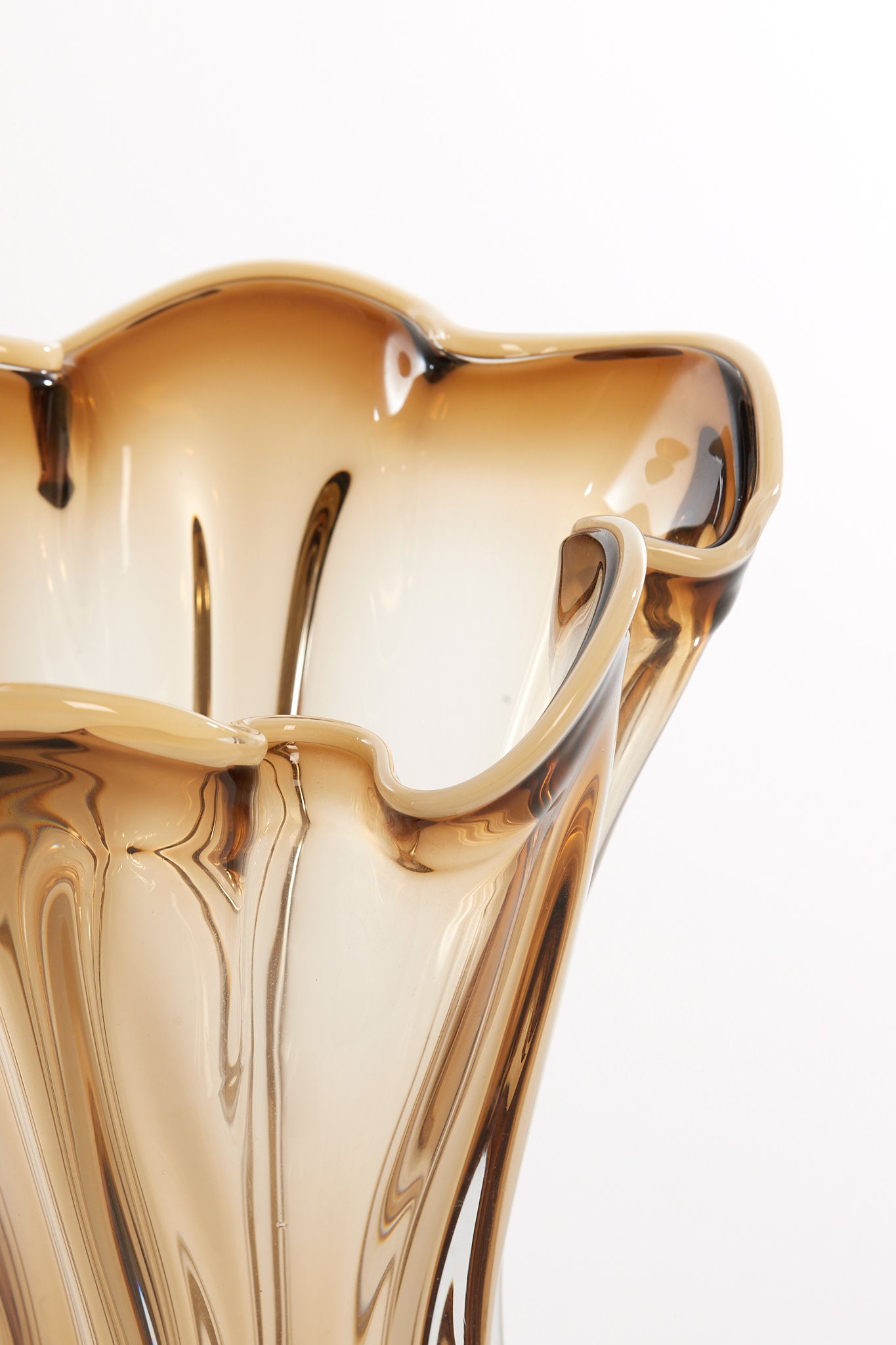 Kazuno Clear Brown/Grey/Cream Glass Vase 32cm