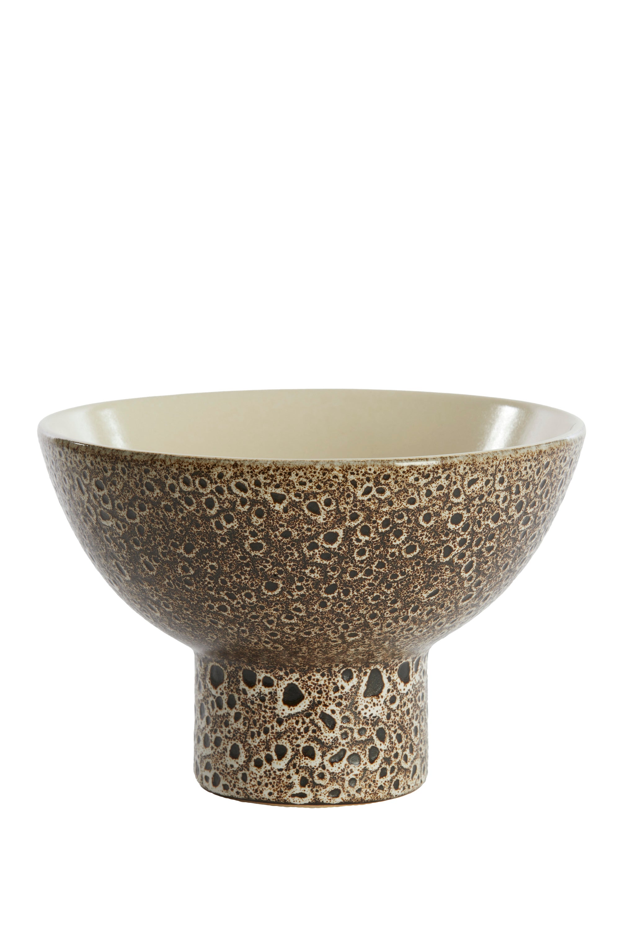 Kavala Cream Ceramic & Black Decorative Bowl on Stand 31.5cm