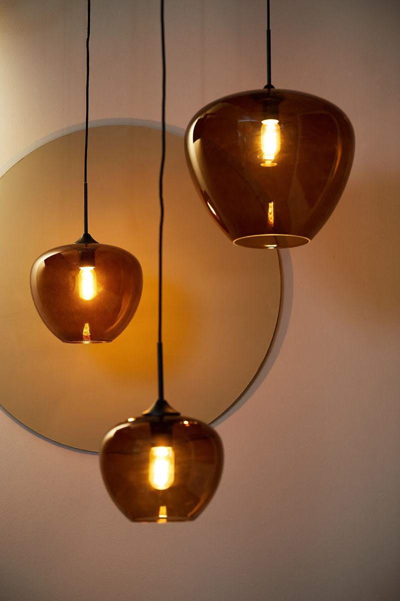 Mayson Brown Glass & Black Pendant Light 30cm