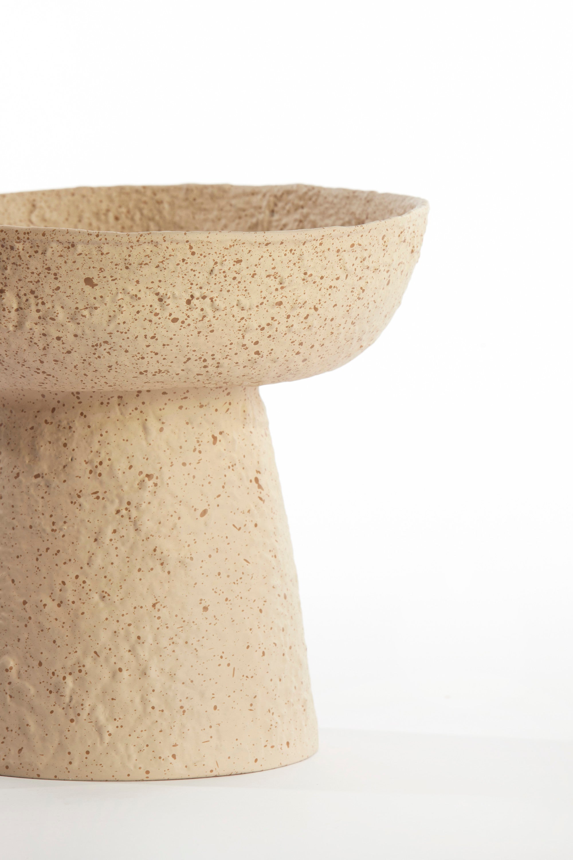 Ota Sand & Light Brown Spotted Metal Decorative Bowl on Stand 20.5cm