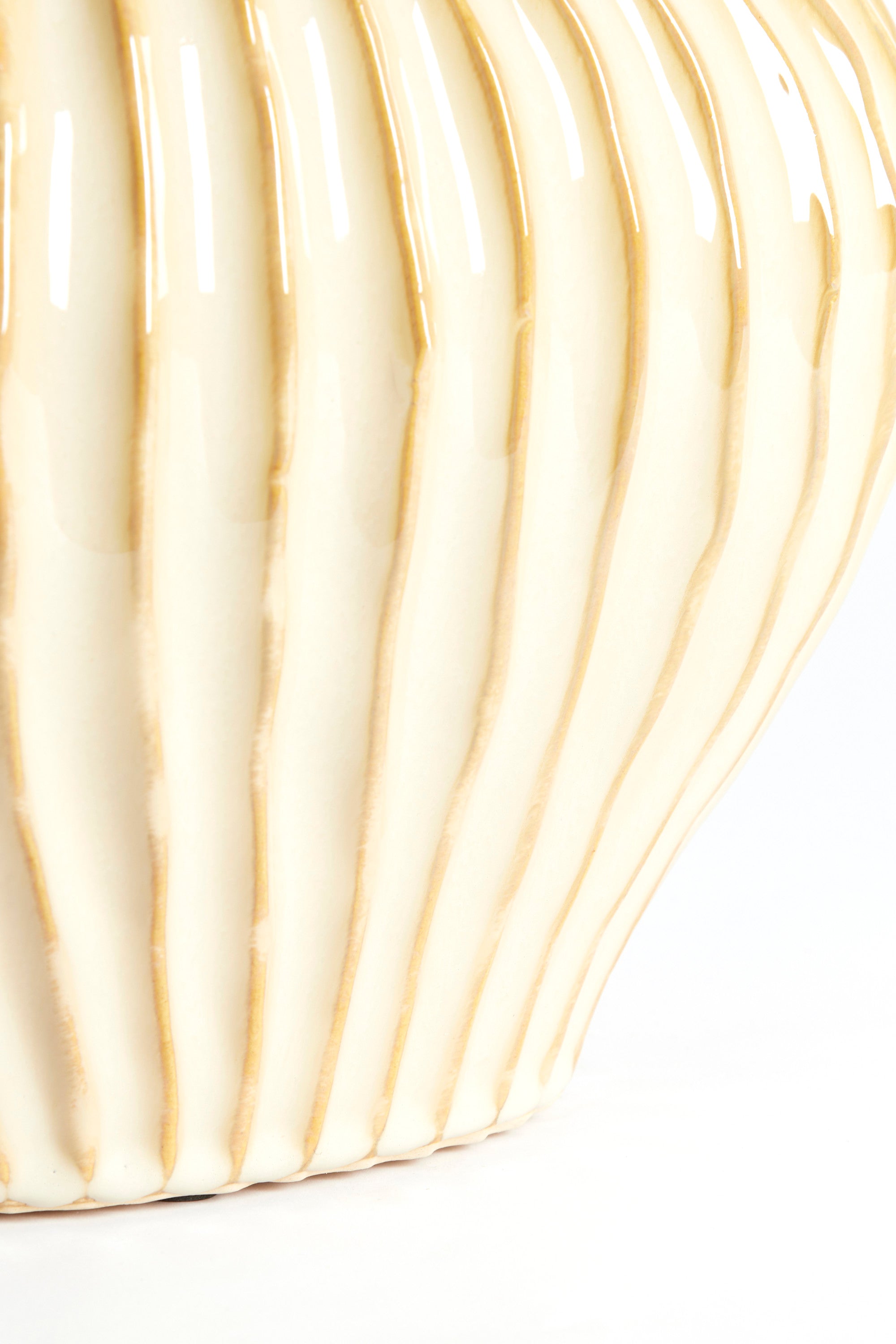 Lorito Sand/Beige Ribbed Ceramic Vase 25cm