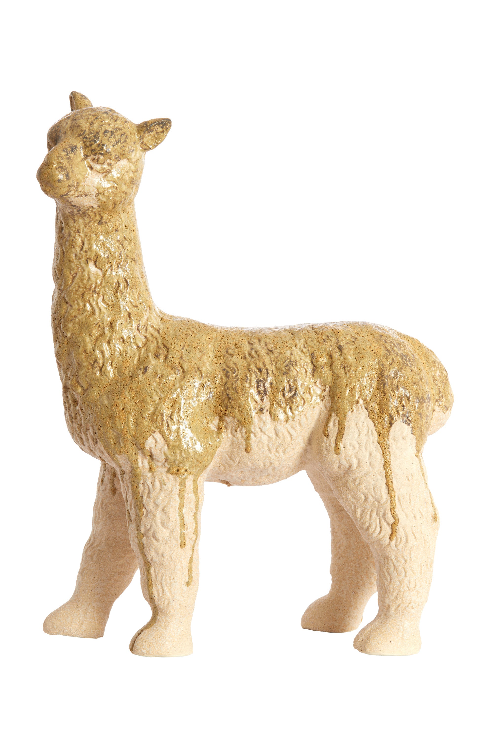Alpaca Cream & Olive Green Ceramic Ornament