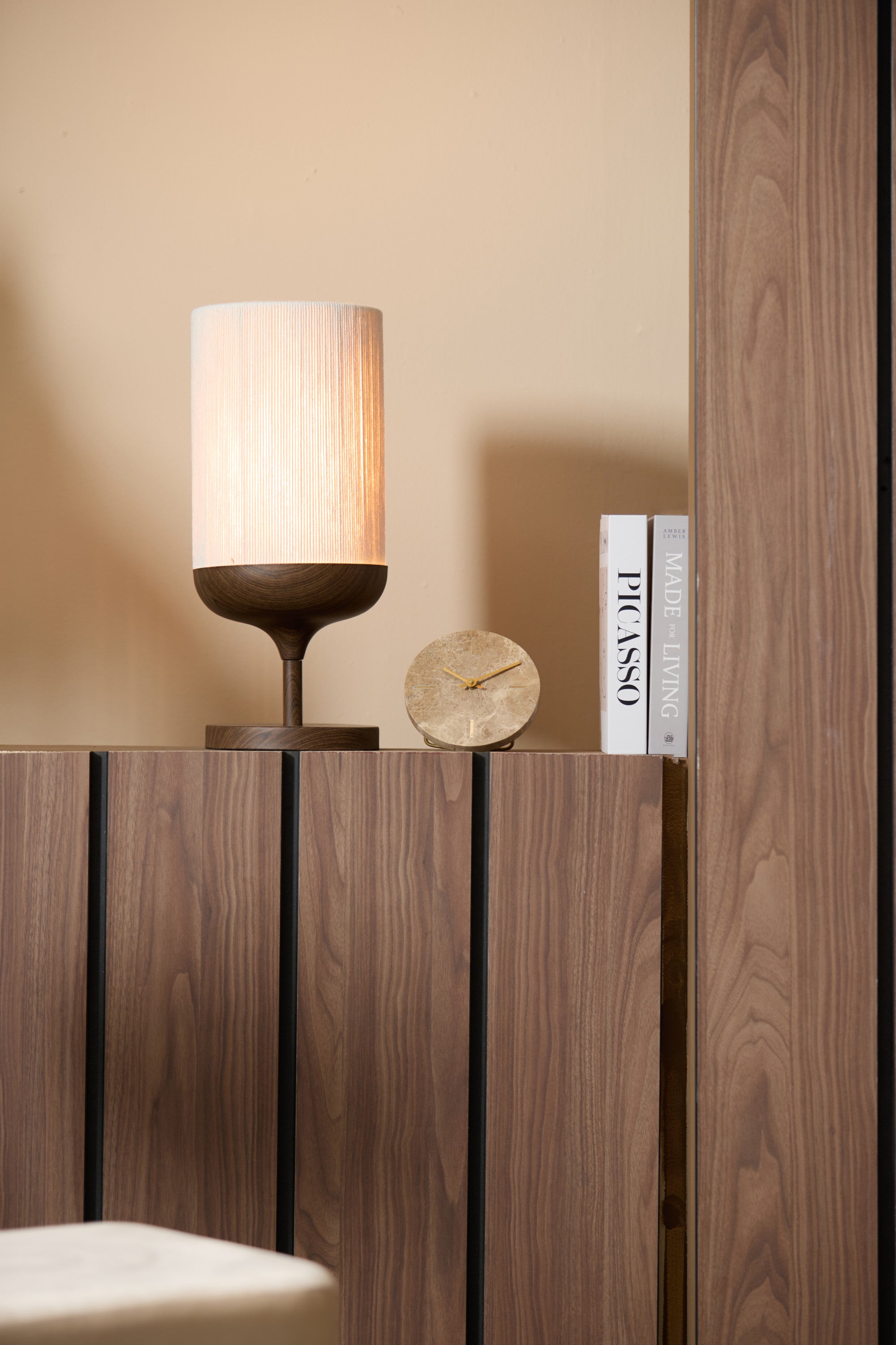 Dania Dark Brown Wood Effect & Cream Rope Table Lamp