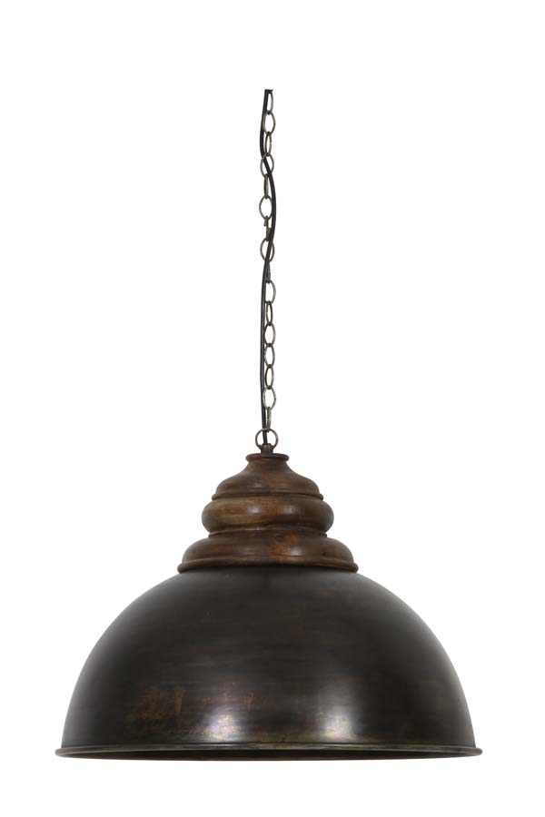Leia Black Zinc & Top Brown Wood Pendant Light
