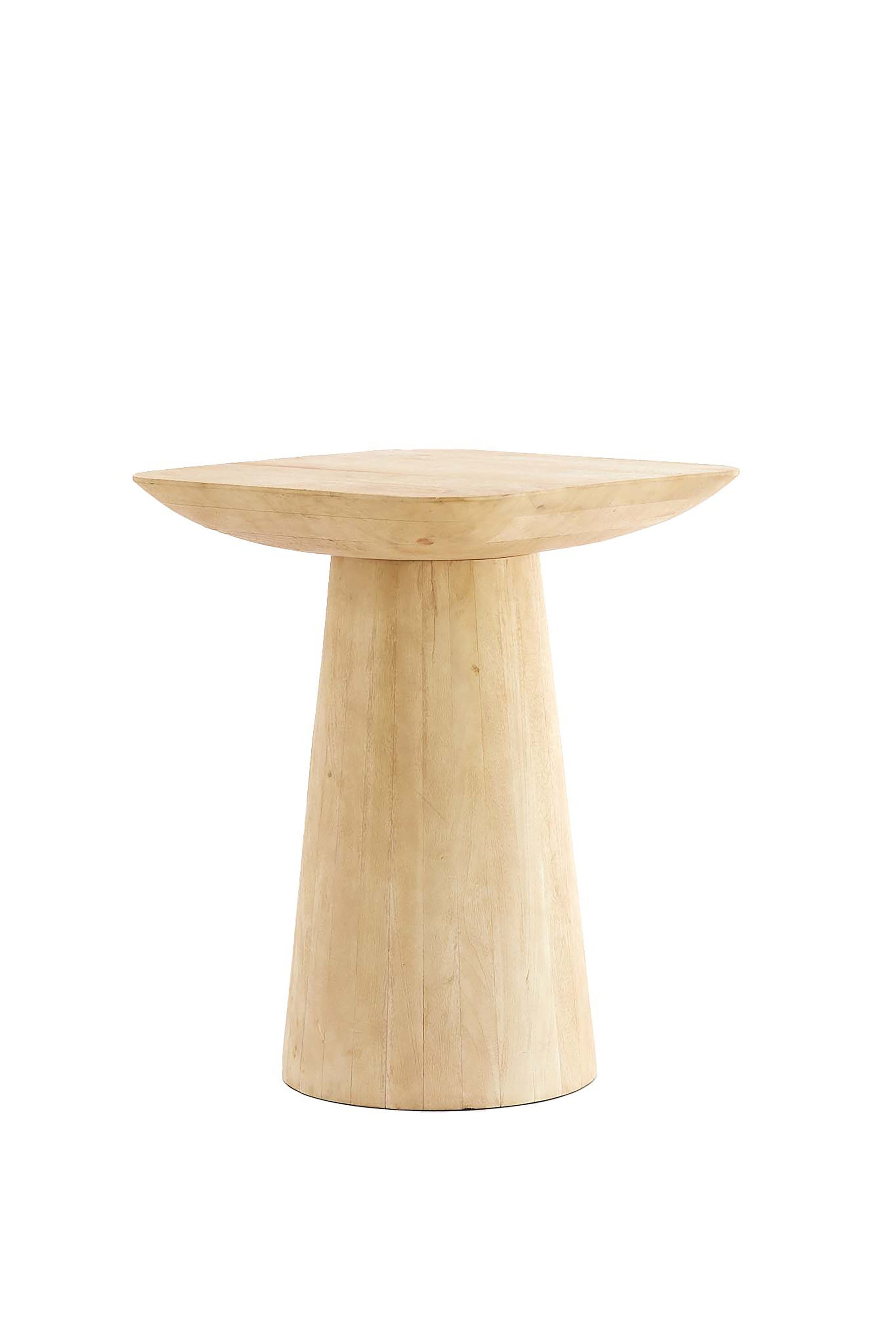 Dego Matt Natural Wood Round Side Table 59cm