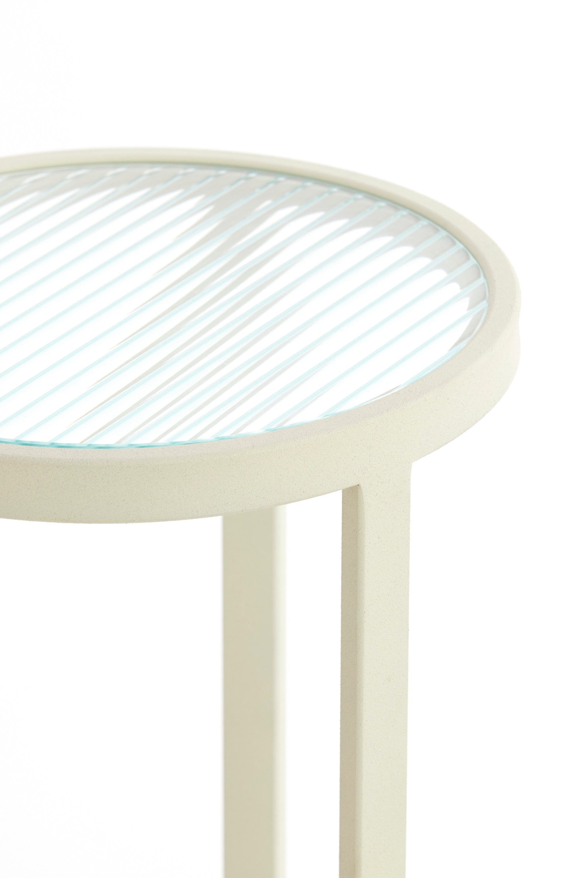 Retiro Clear Ribbed & Cream Glass Plinth Side Table 60.5cm