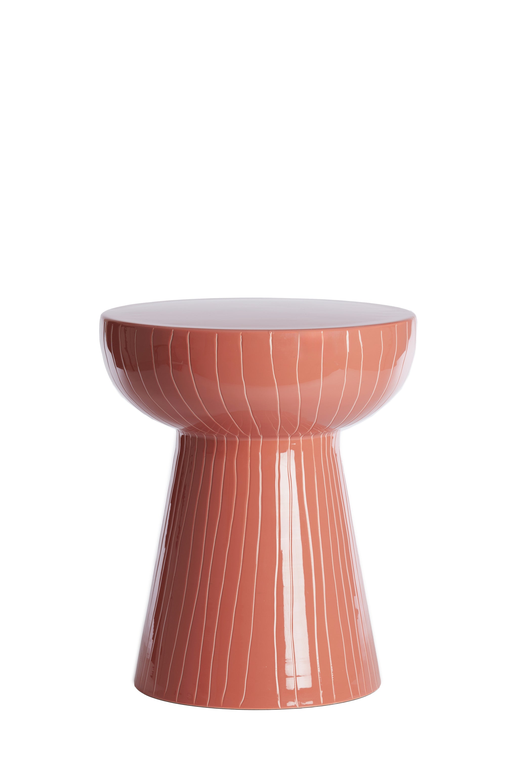 Nunoa Coral Ribbed Metal Round Side Table 41cm