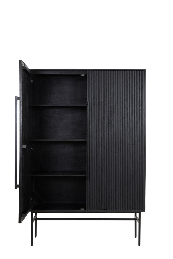 Abage Black Wood Storage Cabinet 180cm