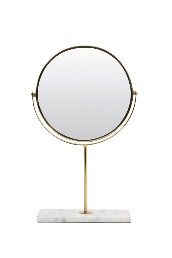 Riesco White/Gold Marble Round Table Mirror 40.5cm