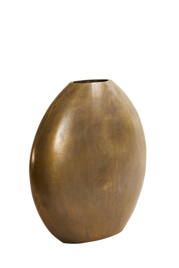 Positano Oval Flat Antique Bronze Metal Vase 42cm