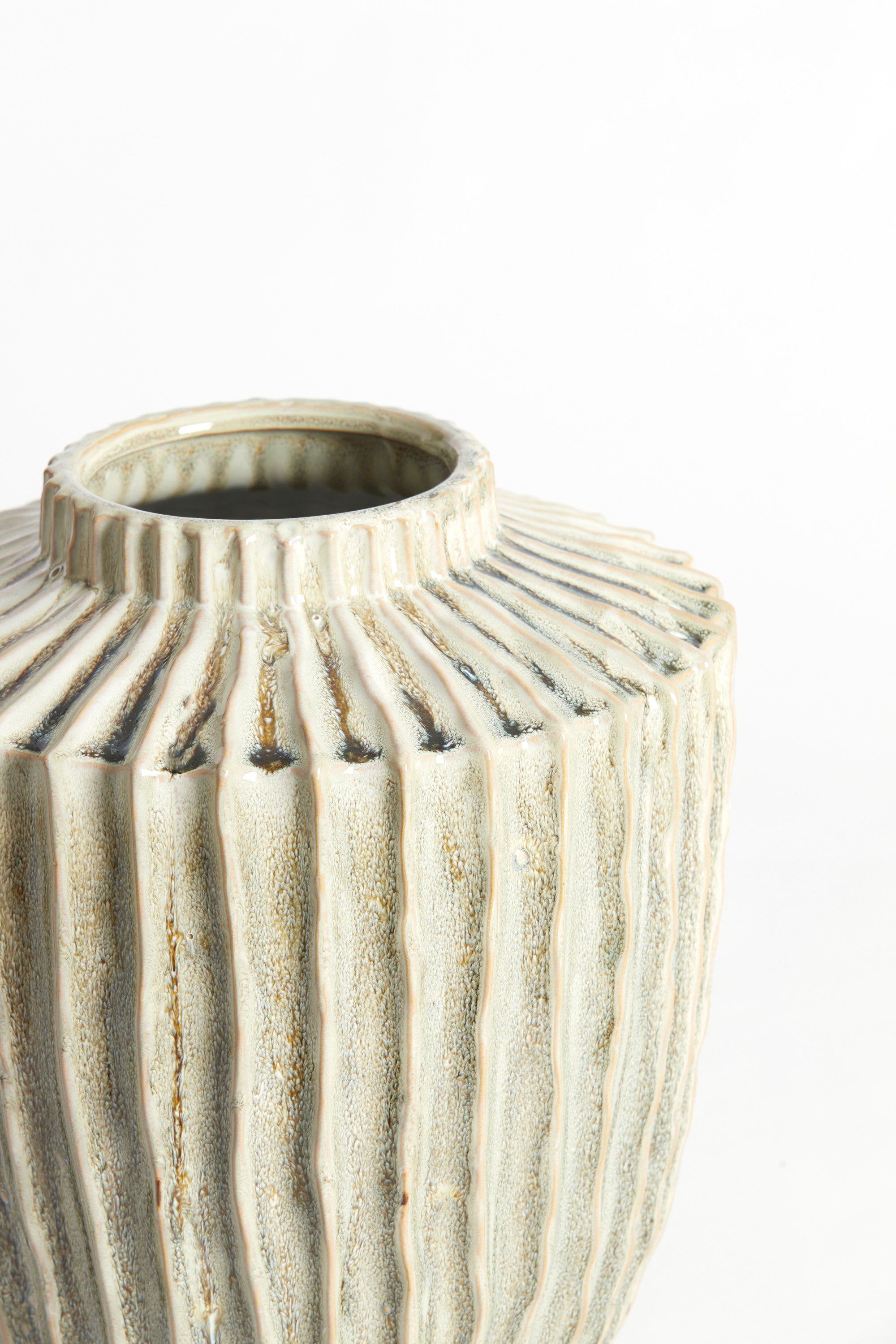 Talea Olive Green/Cream Ceramic Vase 32cm