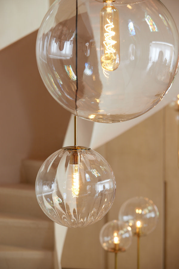 Magdala Clear Glass & Gold Pendant Light 30cm