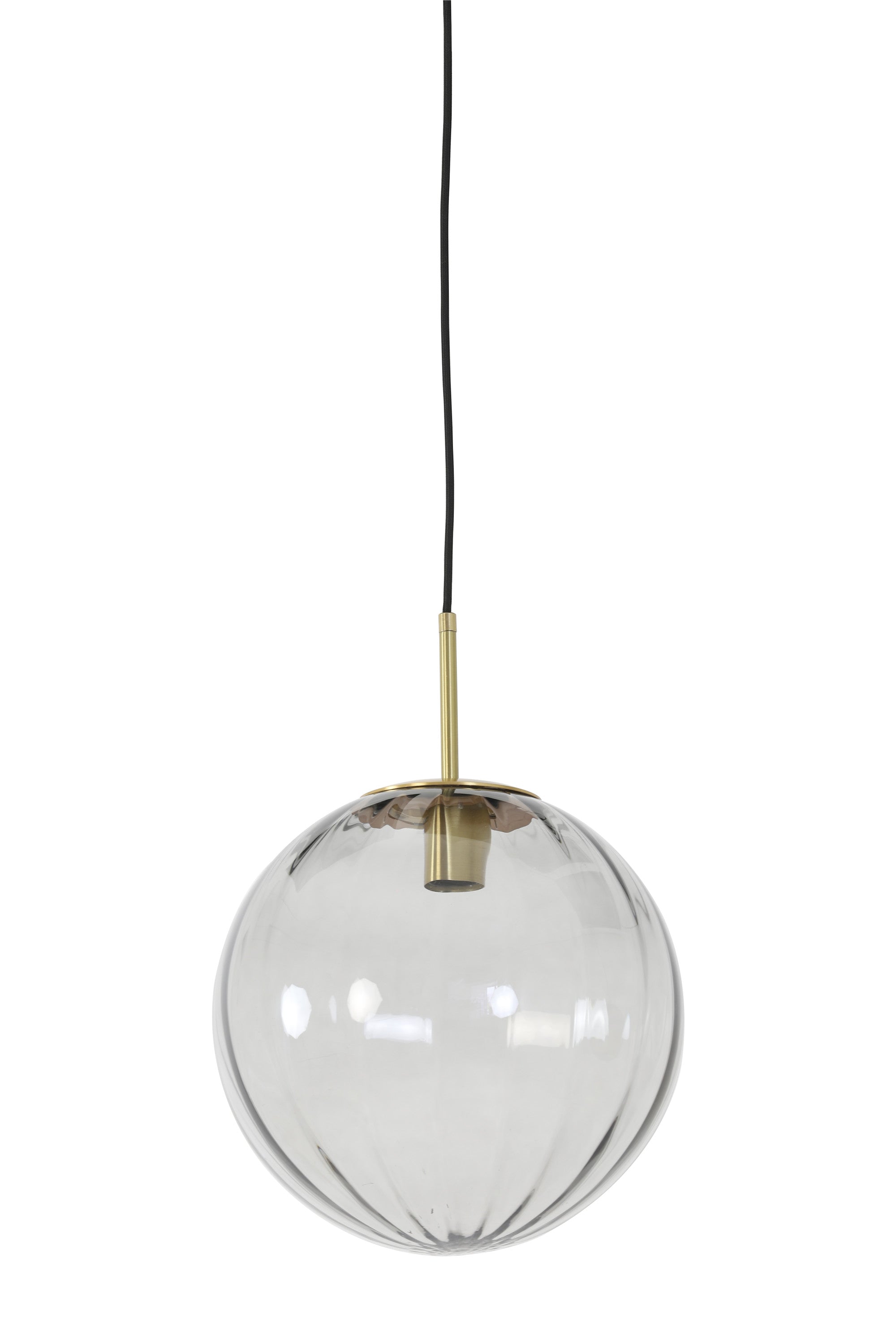 Magdala Light Grey Glass & Gold Pendant Light 30cm