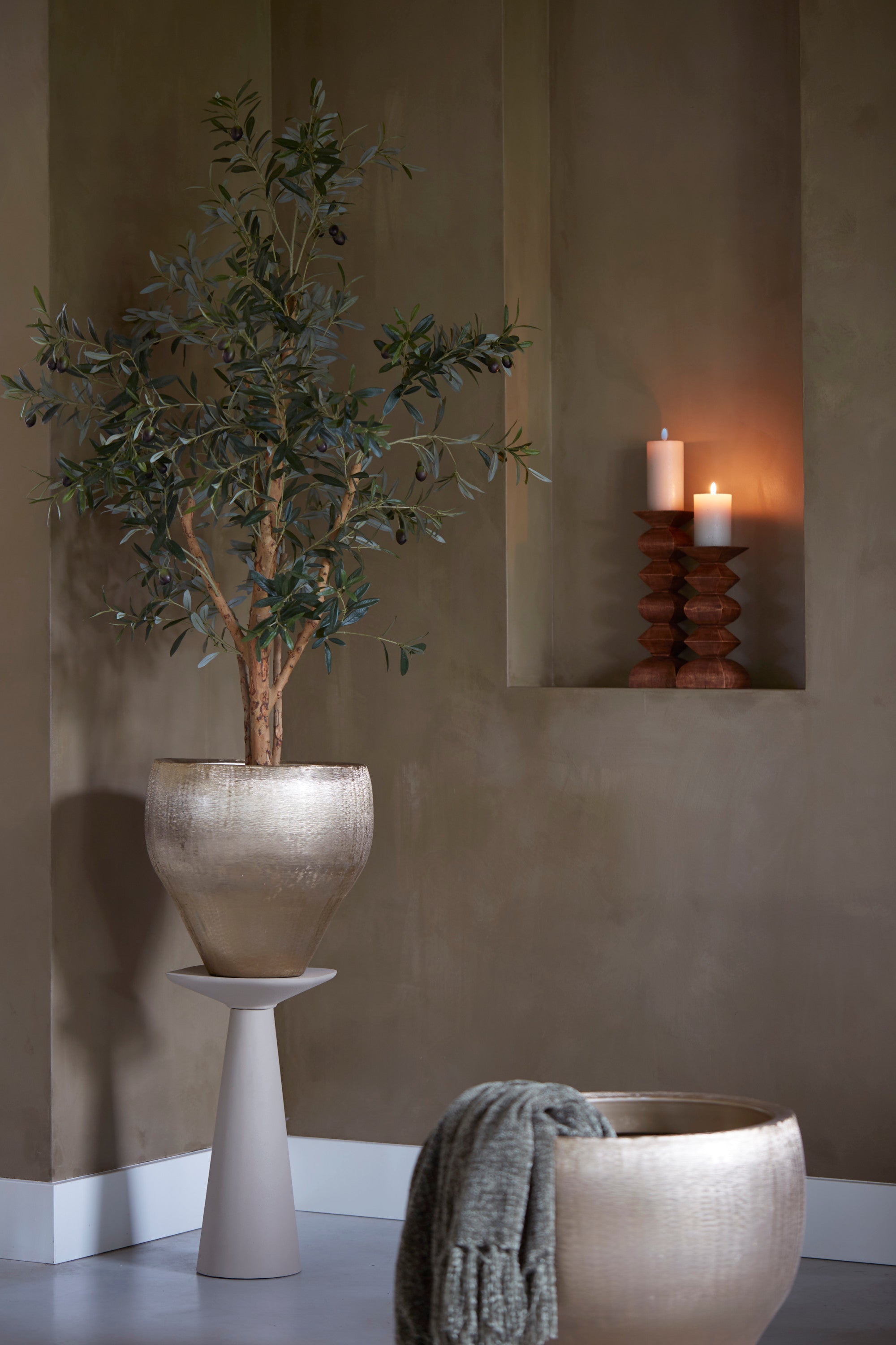 Abala Matt Taupe Metal Square Side Table 53cm