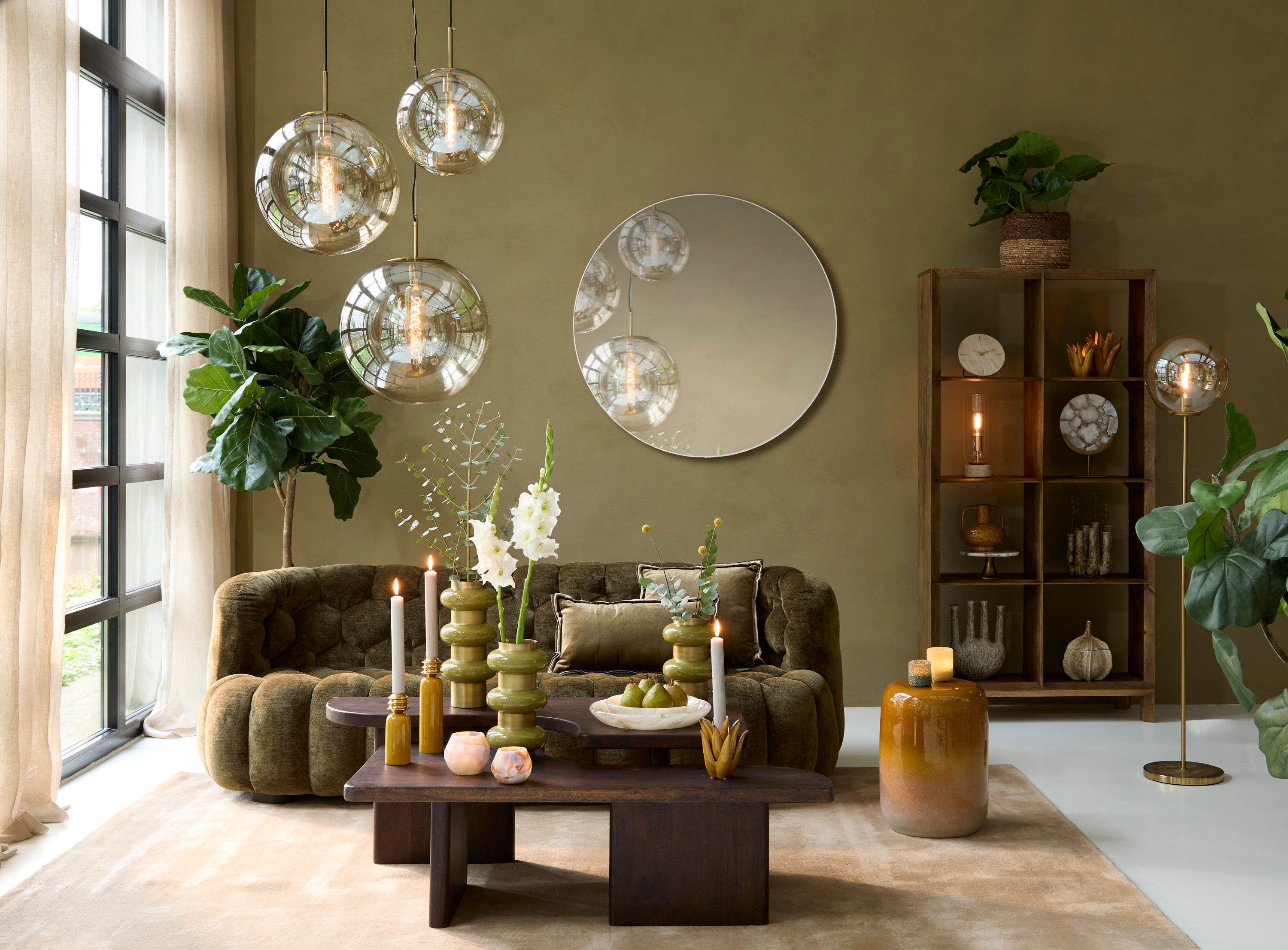 Medina Antique Bronze & Clear Glass Pendant Light 40cm