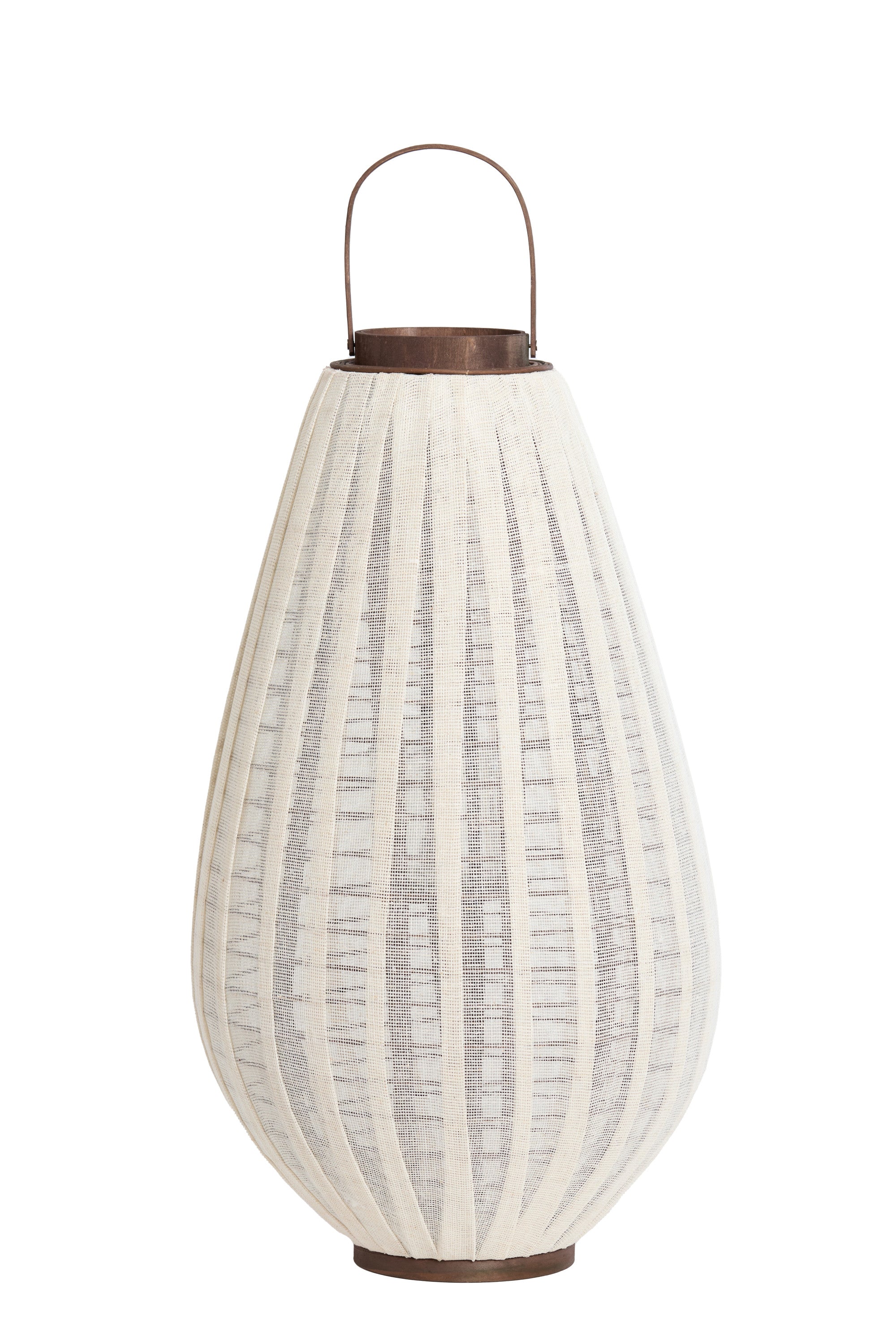 Dazio Natural Linen & Dark Brown Wood Hurricane Candle Holder 70cm