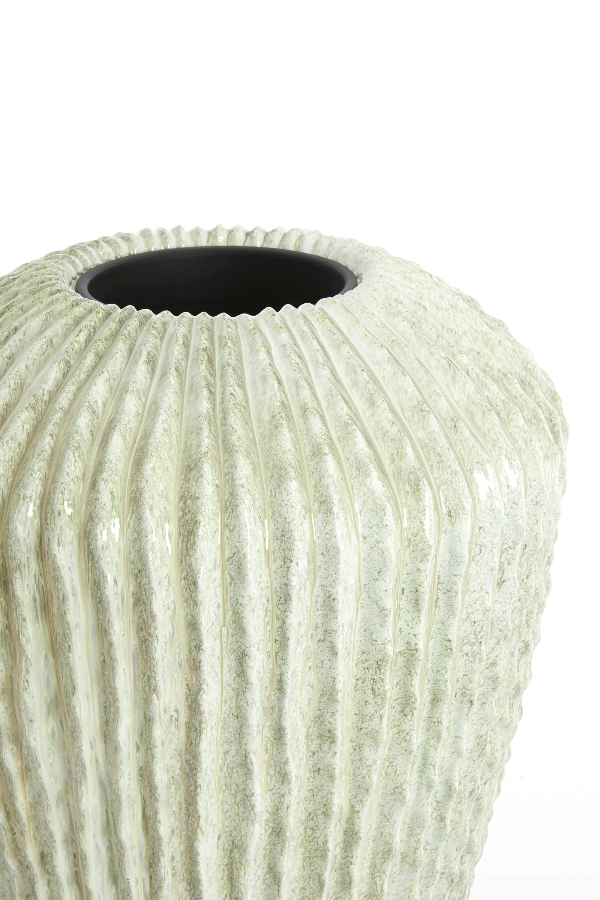 Cacti Gloss Mint Green Ribbed Decorative Planter 88cm