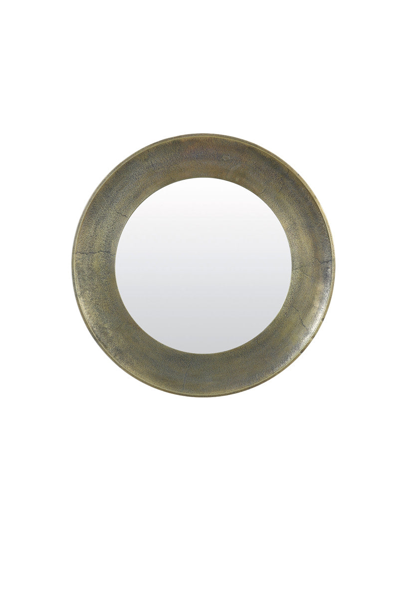 Sana Antique Bronze Metal Round Wall Mirror 62cm