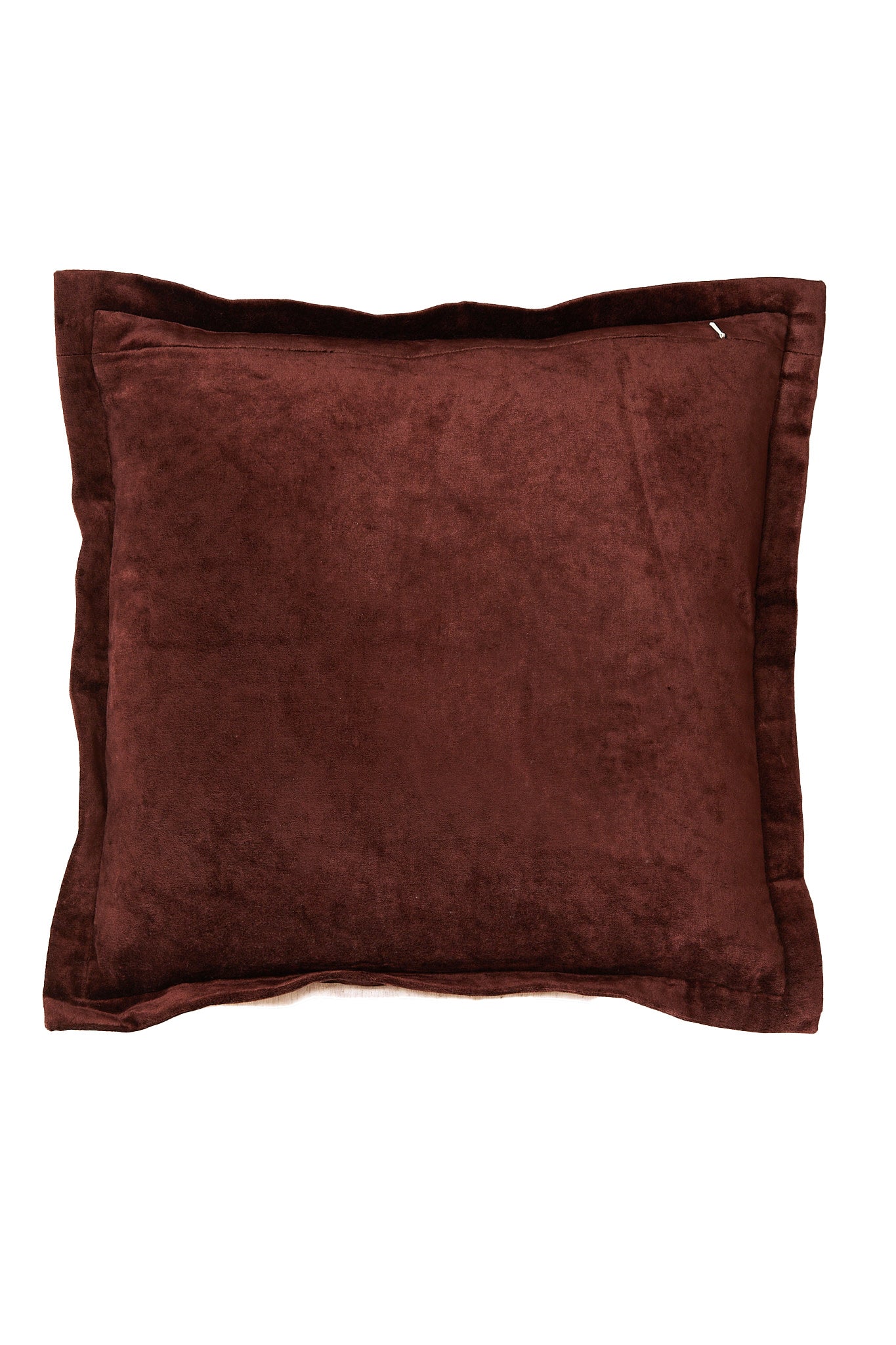 Baxley Dark Brown Velvet & Natural Linen Square Cushion 45x45cm