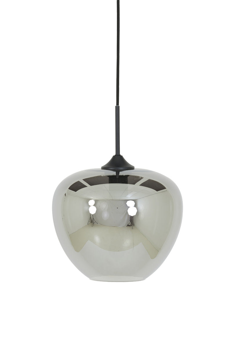 Mayson Smoked Glass & Matt Black Pendant Light 30cm