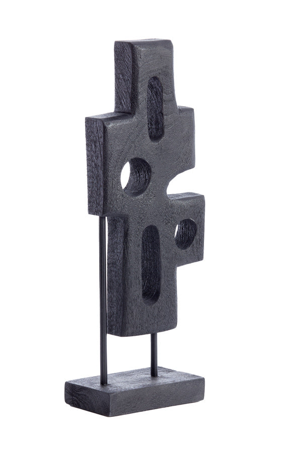 Salio Matt Black Wood Ornament on Stand