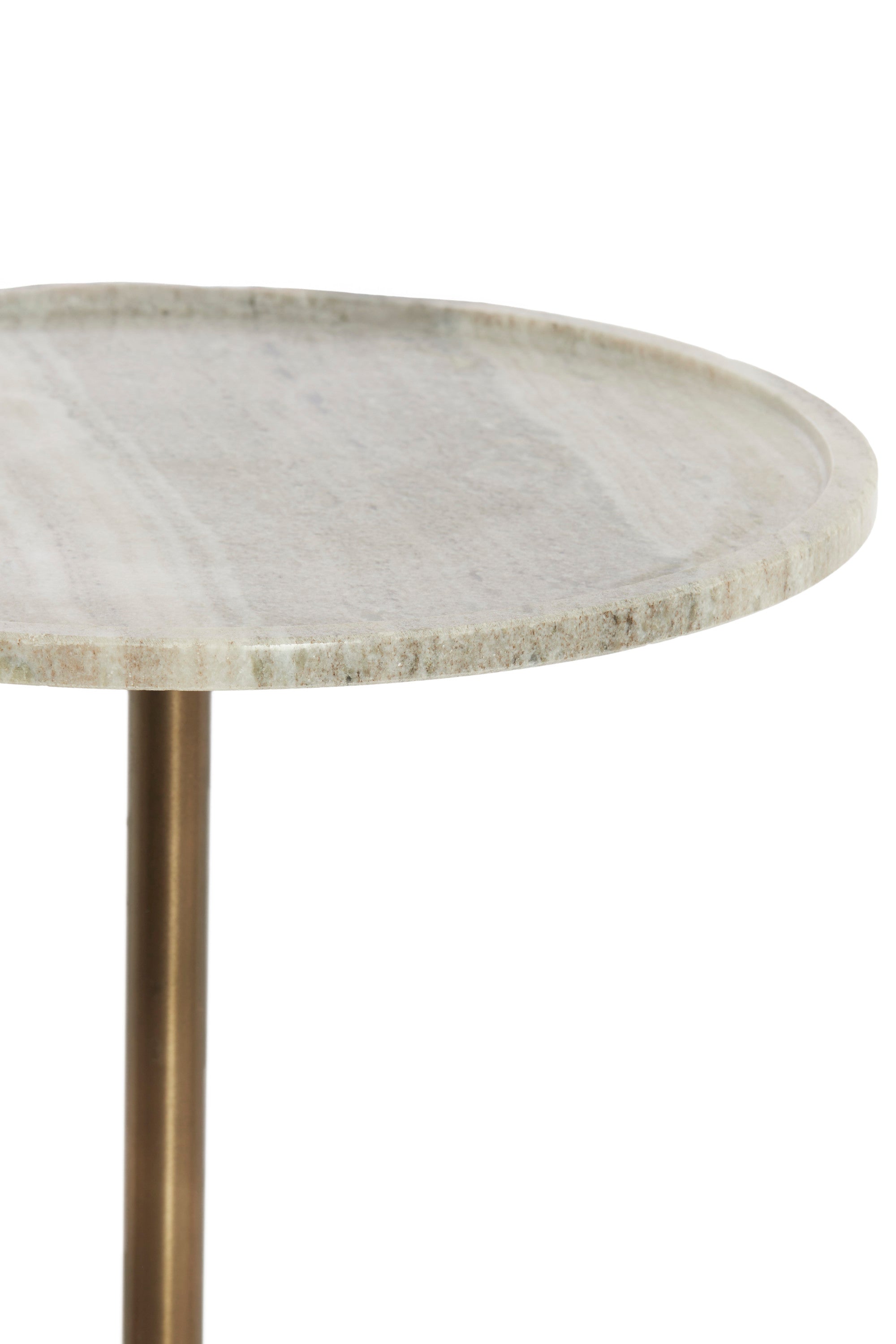 Civita Sand/Grey Marble & Brown Bronze Round Side Table 53cm