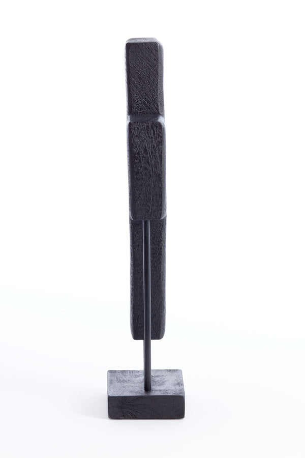 Salio Matt Black Wood Ornament on Stand