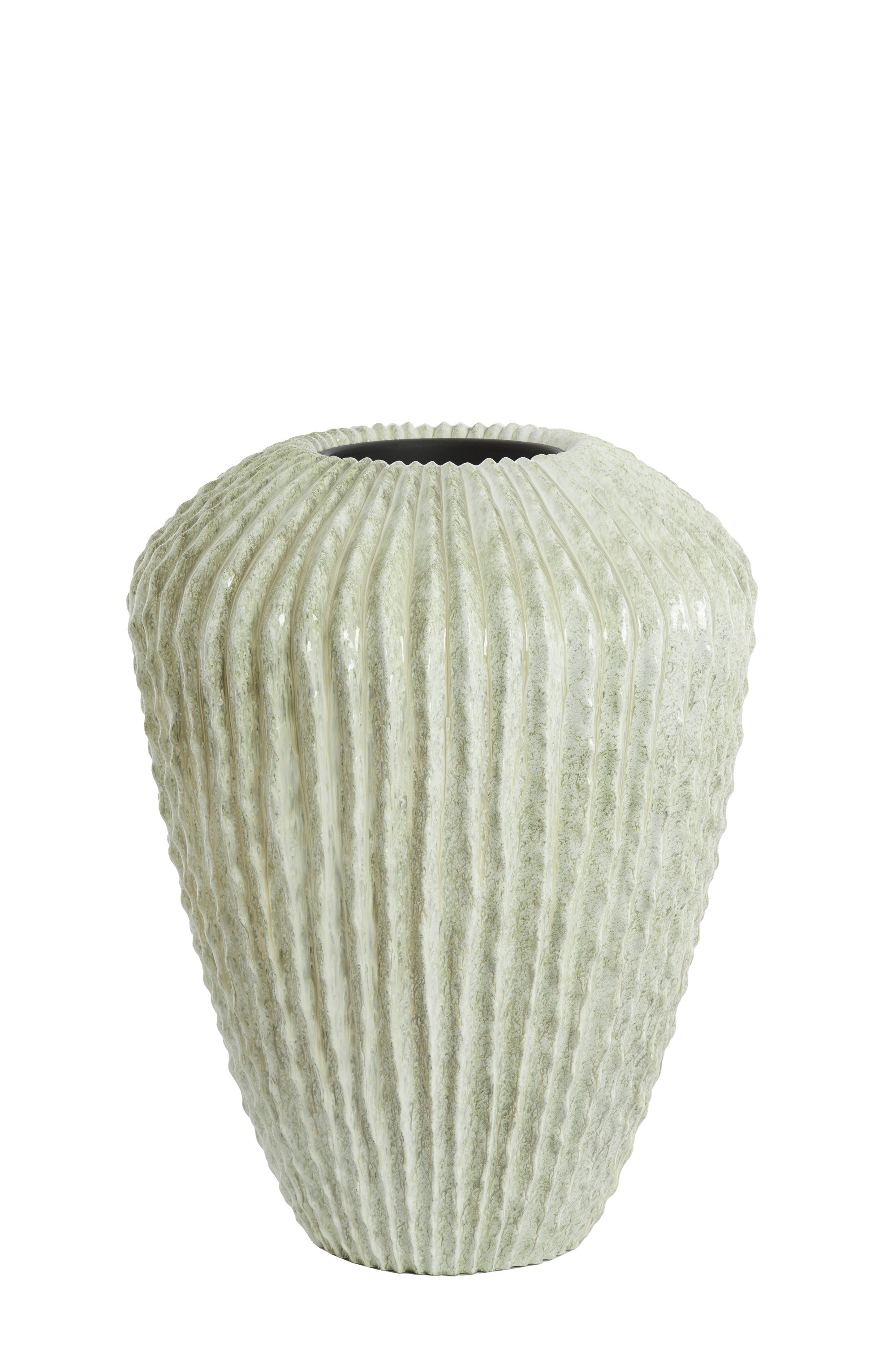Cacti Gloss Mint Green Ribbed Decorative Planter 88cm