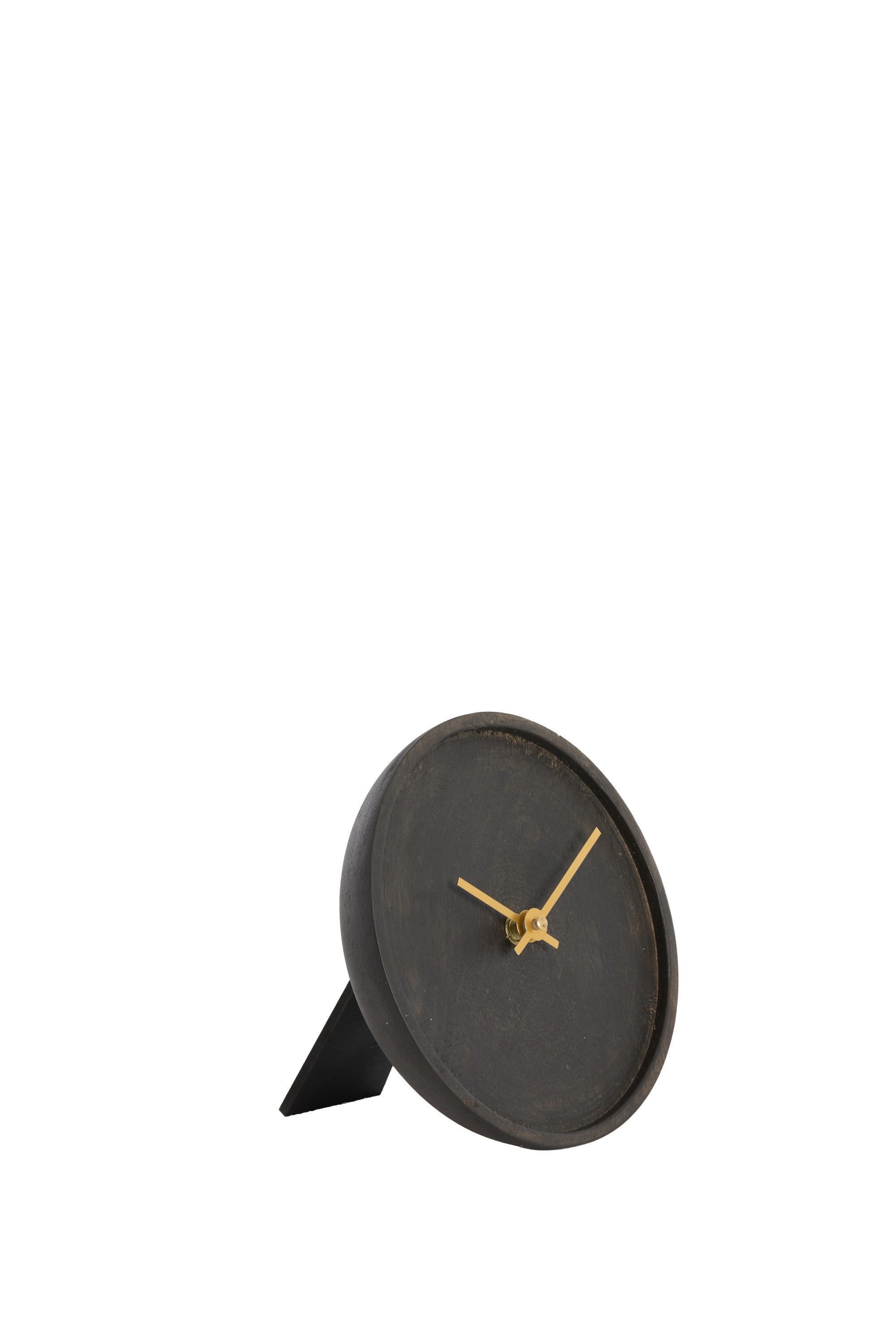 Veti Dark Brown Mango Wood & Gold Table Clock 15cm