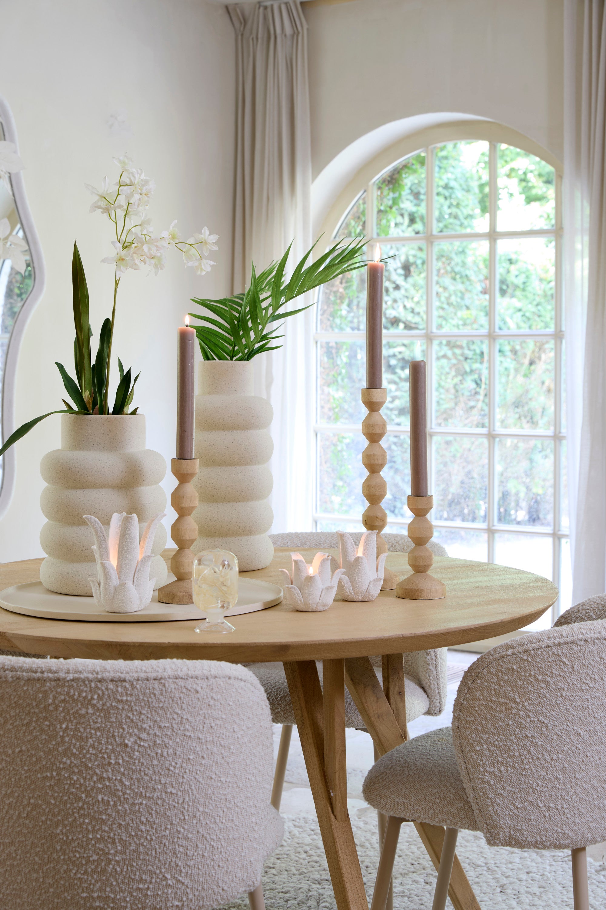 Triora Matt Cream Ceramic Vase 32.5cm