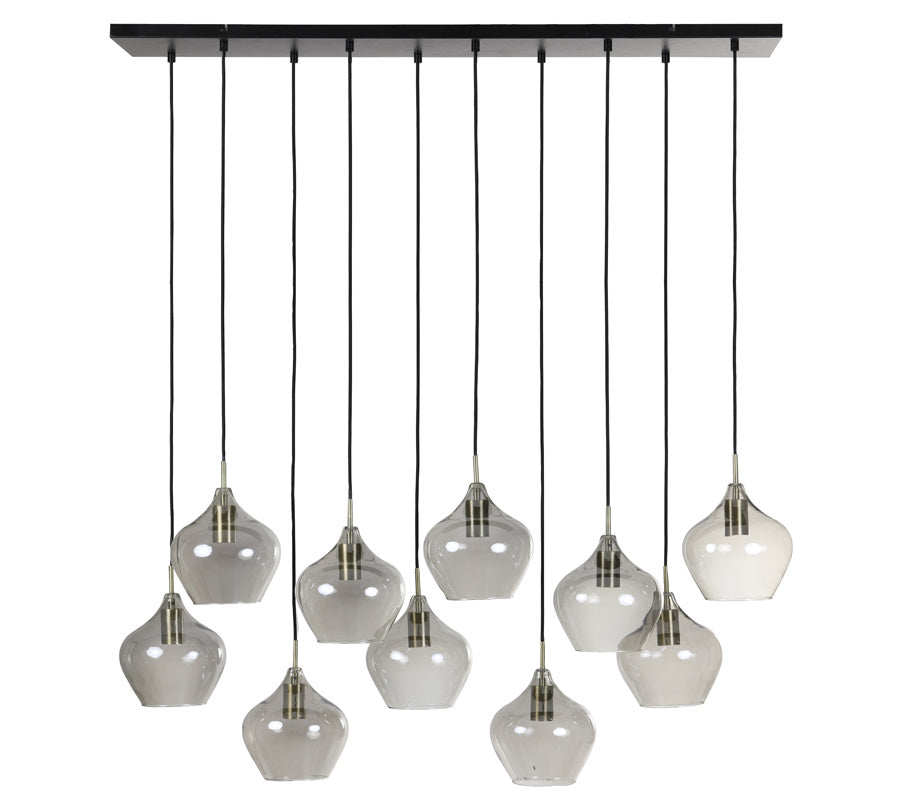 Rakel Antique Bronze & Smoked Glass 10 Light Pendant Light
