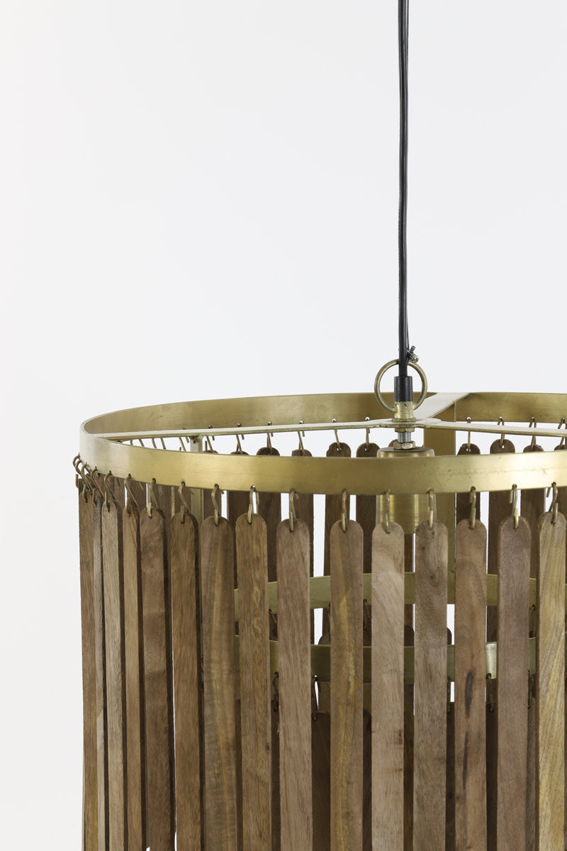 Gularo Brown Wood & Bronze Pendant Light 45cm