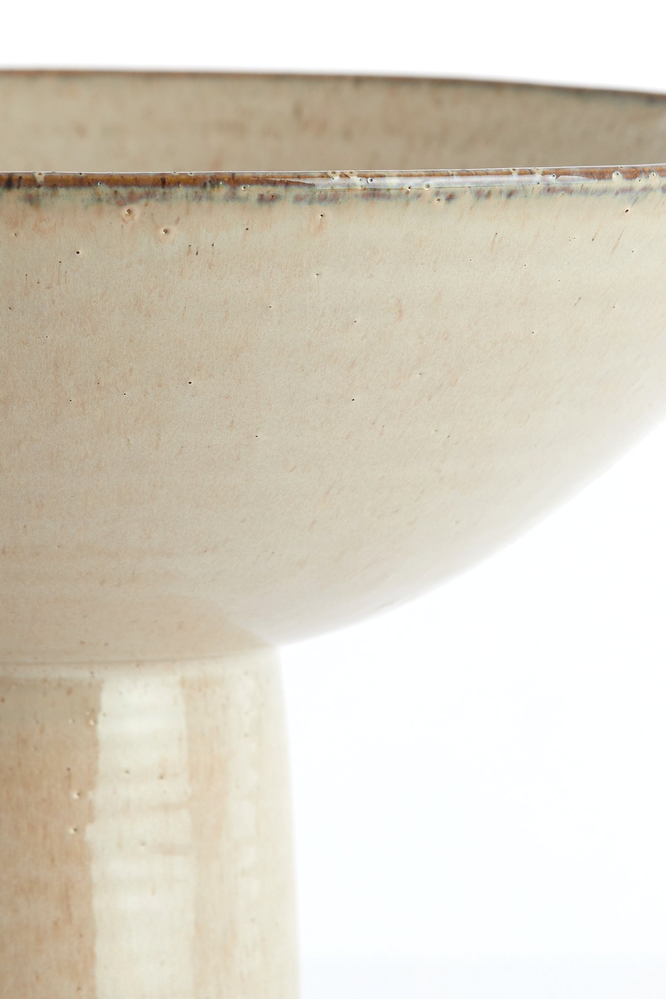 Vasco Gloss Beige Ceramic Decorative Bowl on Stand