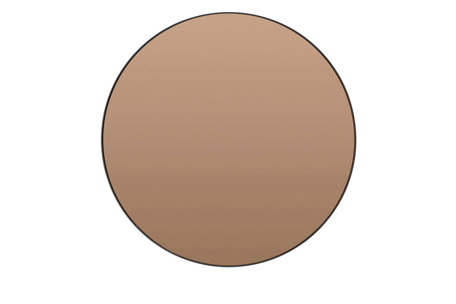 Espejo Brown Glass & Black Round Wall Mirror 96cm